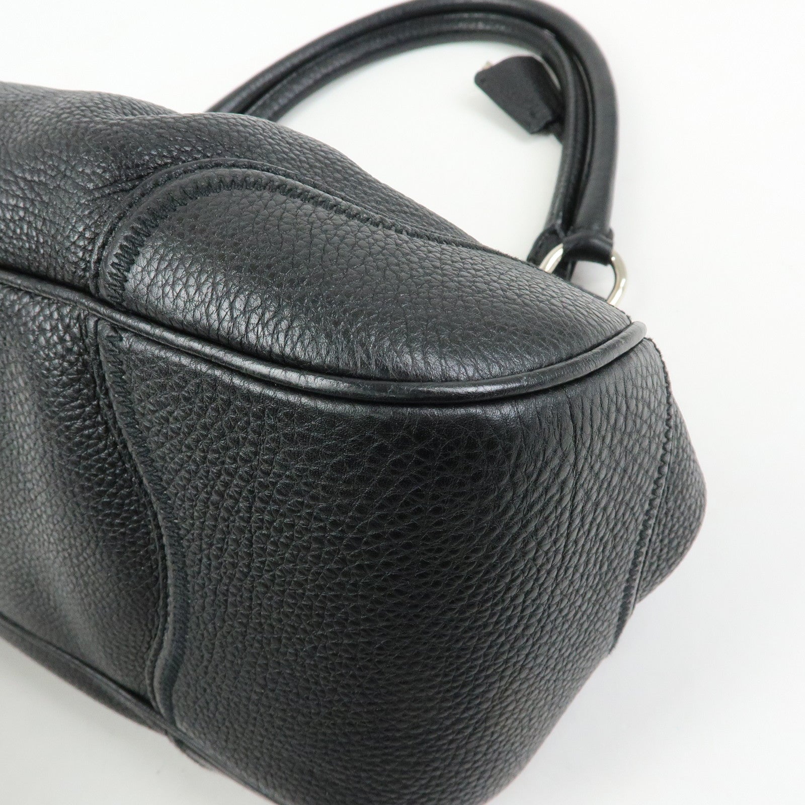 PRADA Sound Lock Leather Shoulder Bag Hand Bag Black B3595