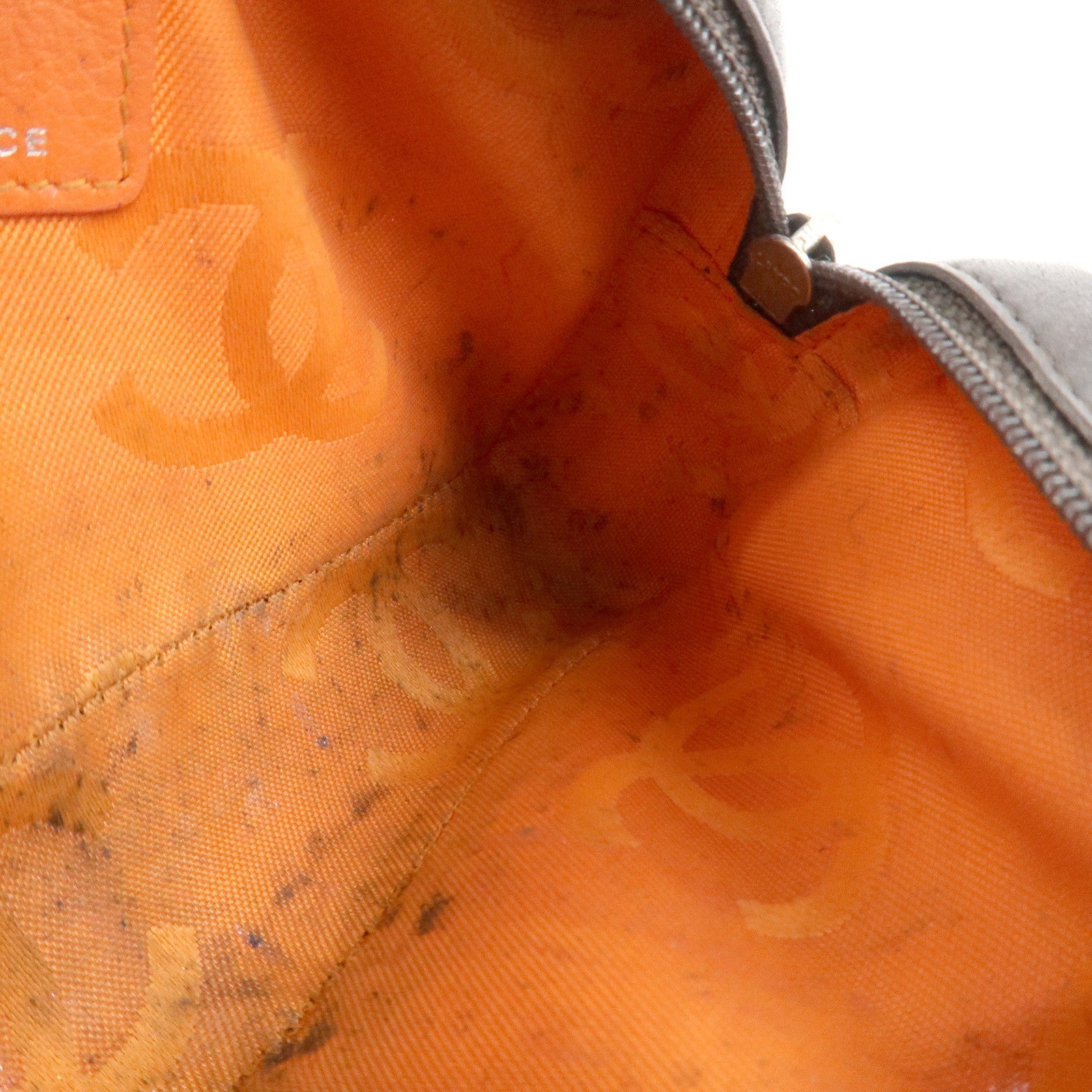 CHANEL Cambon Line COCO Mark Lambskin Cosmetic Pouch Brown