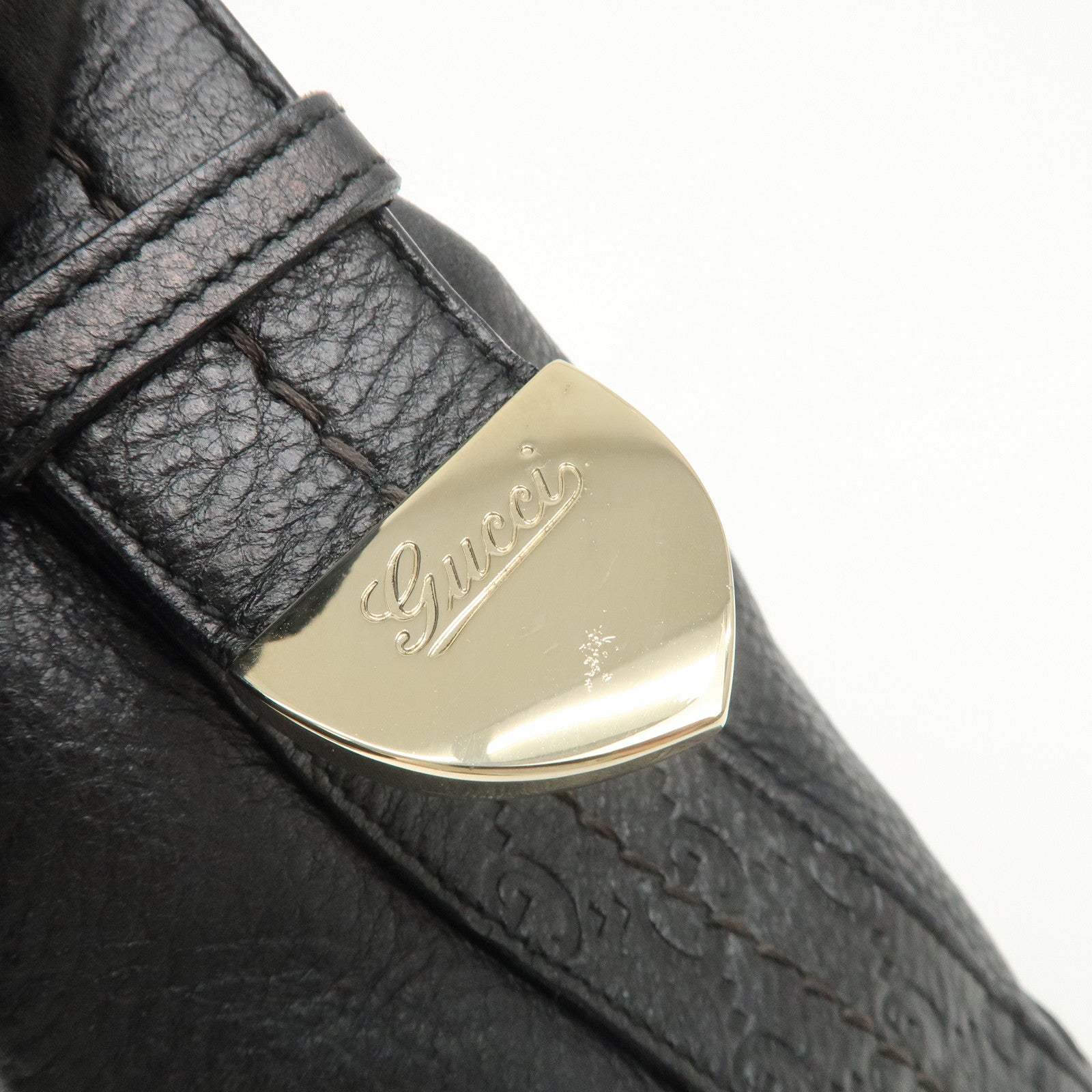 GUCCI Guccissima Leather Shoulder Bag Hand Bag Black 181515 Used