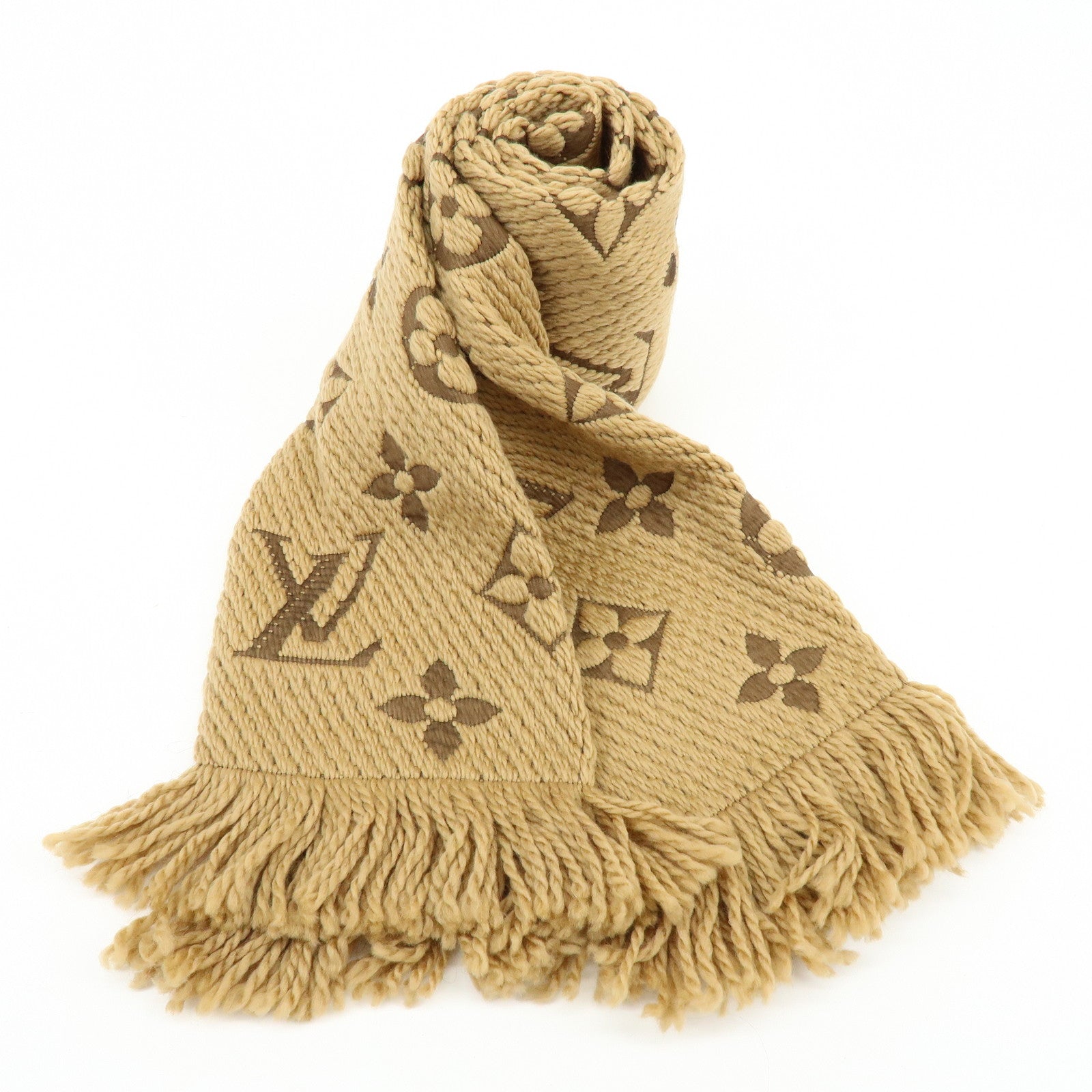 Louis Vuitton Echarpe Logomania Wool Silk Scarf Brown 413287