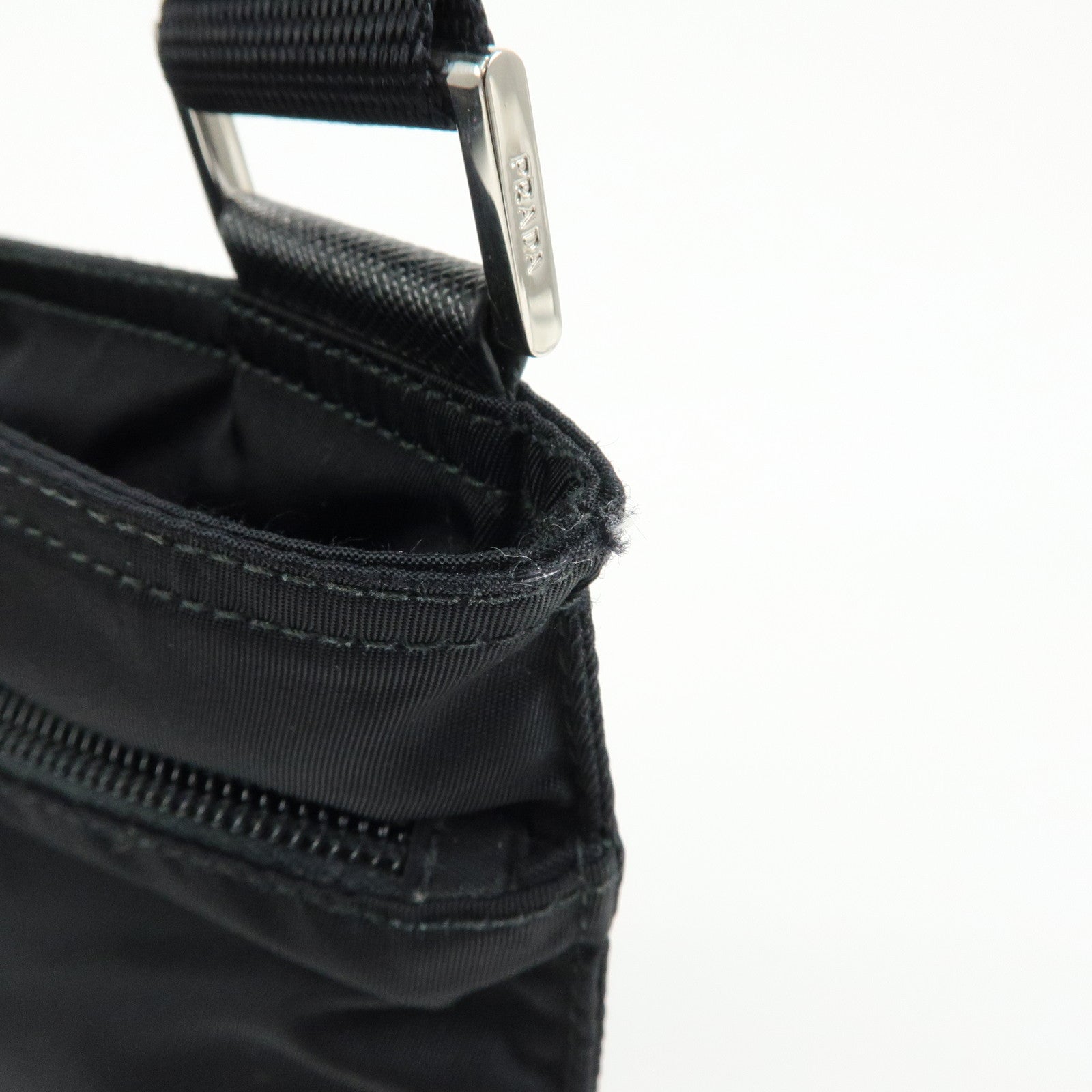 PRADA Triangle Logo Nylon Shoulder Bag Crossbody Bag Black 1BH978