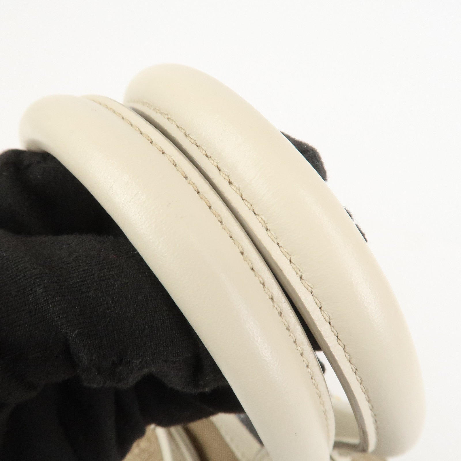 PRADA Logo Jaquard Leather 2Way Hand Bag Shoulder Bag Beige White