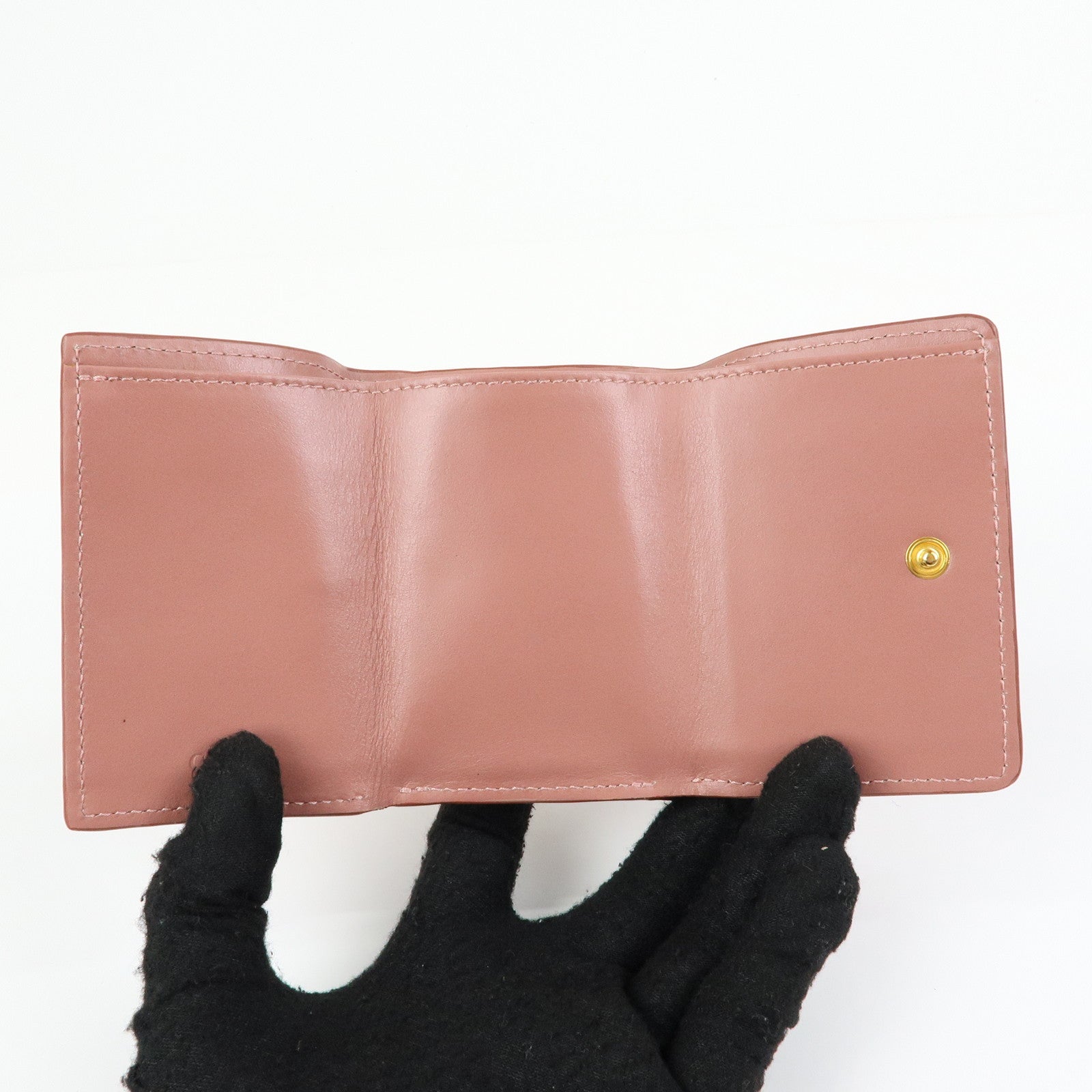Chloe Aby Lock Leather Compact Trifold Wallet Pink