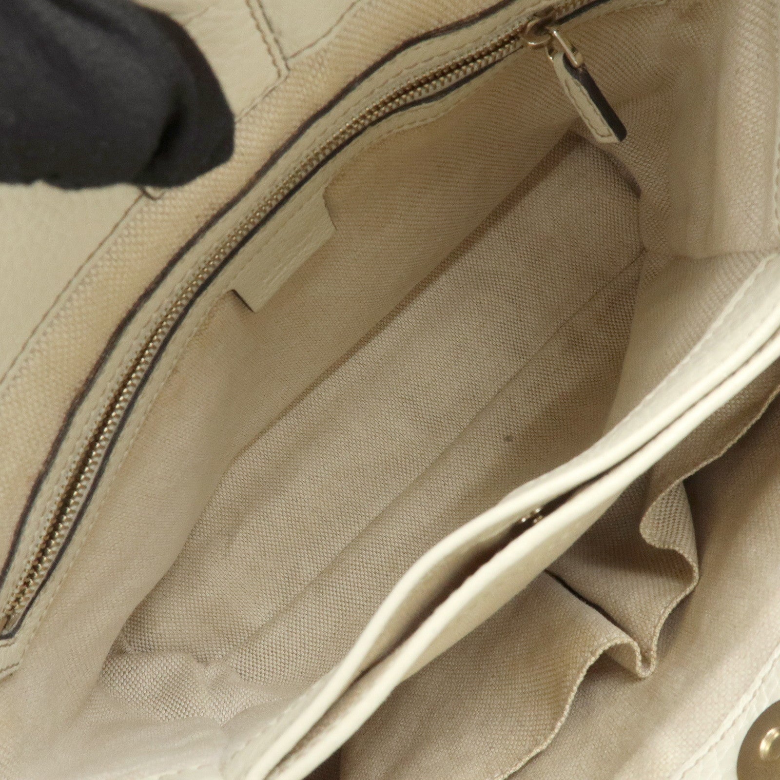 GUCCI Bamboo GG Canvas Leather 2Way Hand Shoulder Bag White 308360