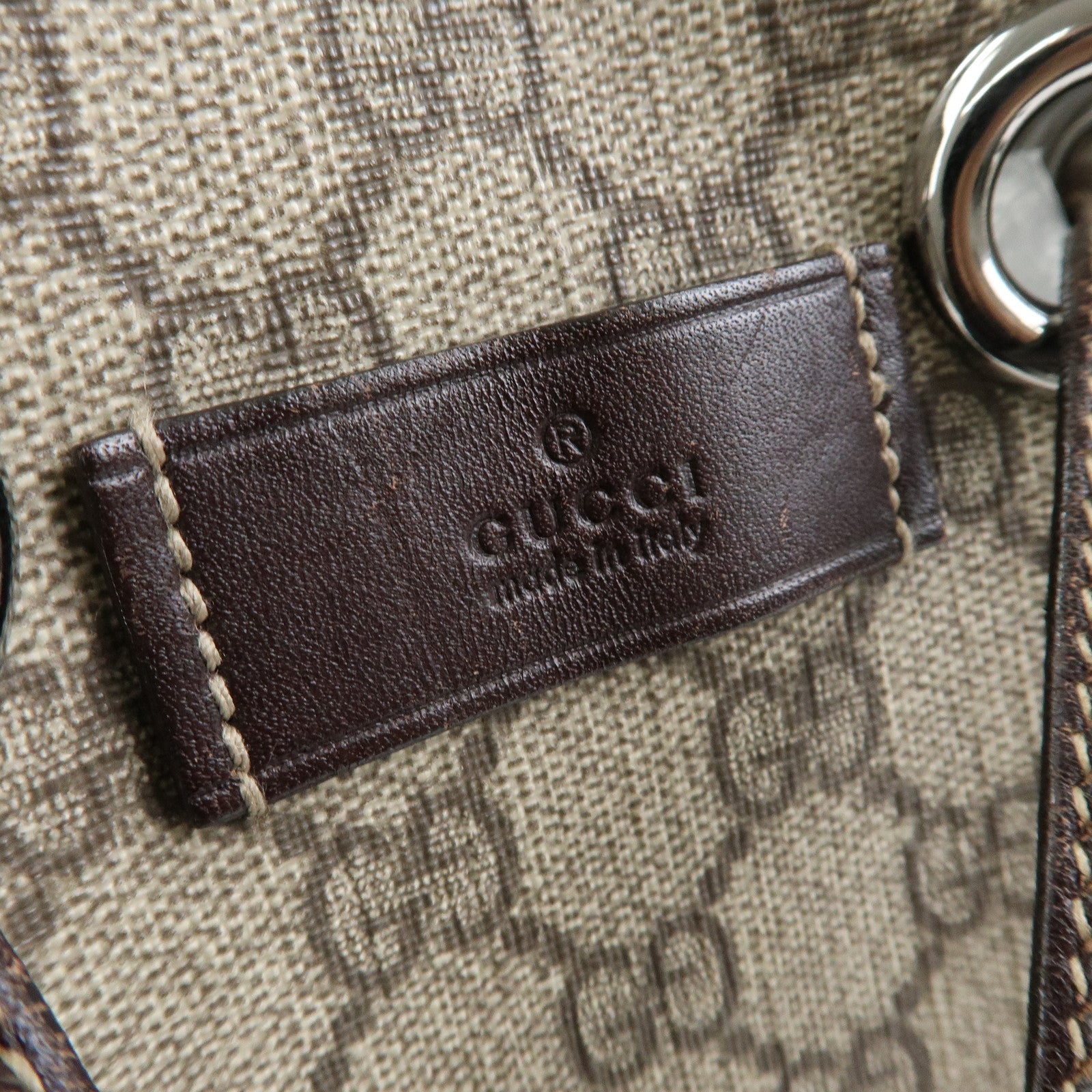 GUCCI GG Supreme Leather Backpack Rucksuck Beige Brown 189745