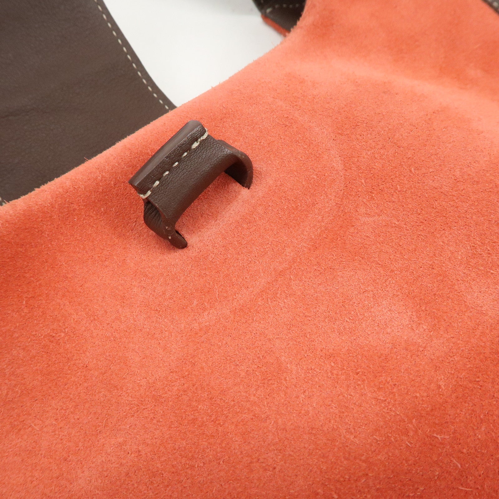 LOEWE Leather Suede Shoulder Bag Hand Bag Brown Red Gold HDW