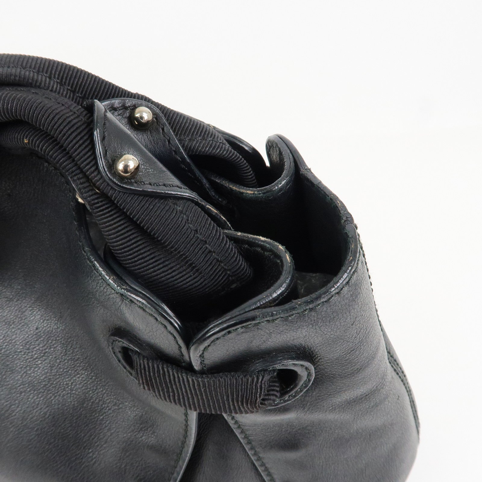 Ferragamo Vara Ribbon Leather Hand bag Shoulder Bag Black