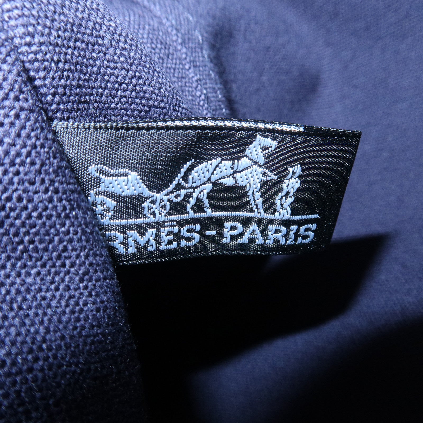 HERMES Deauville MM Cotton Tote Bag Hand Bag Navy