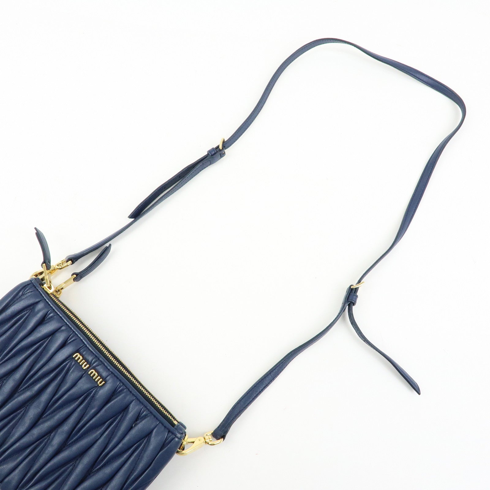 MIU MIU Matelasse Leather Shoulder Bag Crossbody Bag Blue
