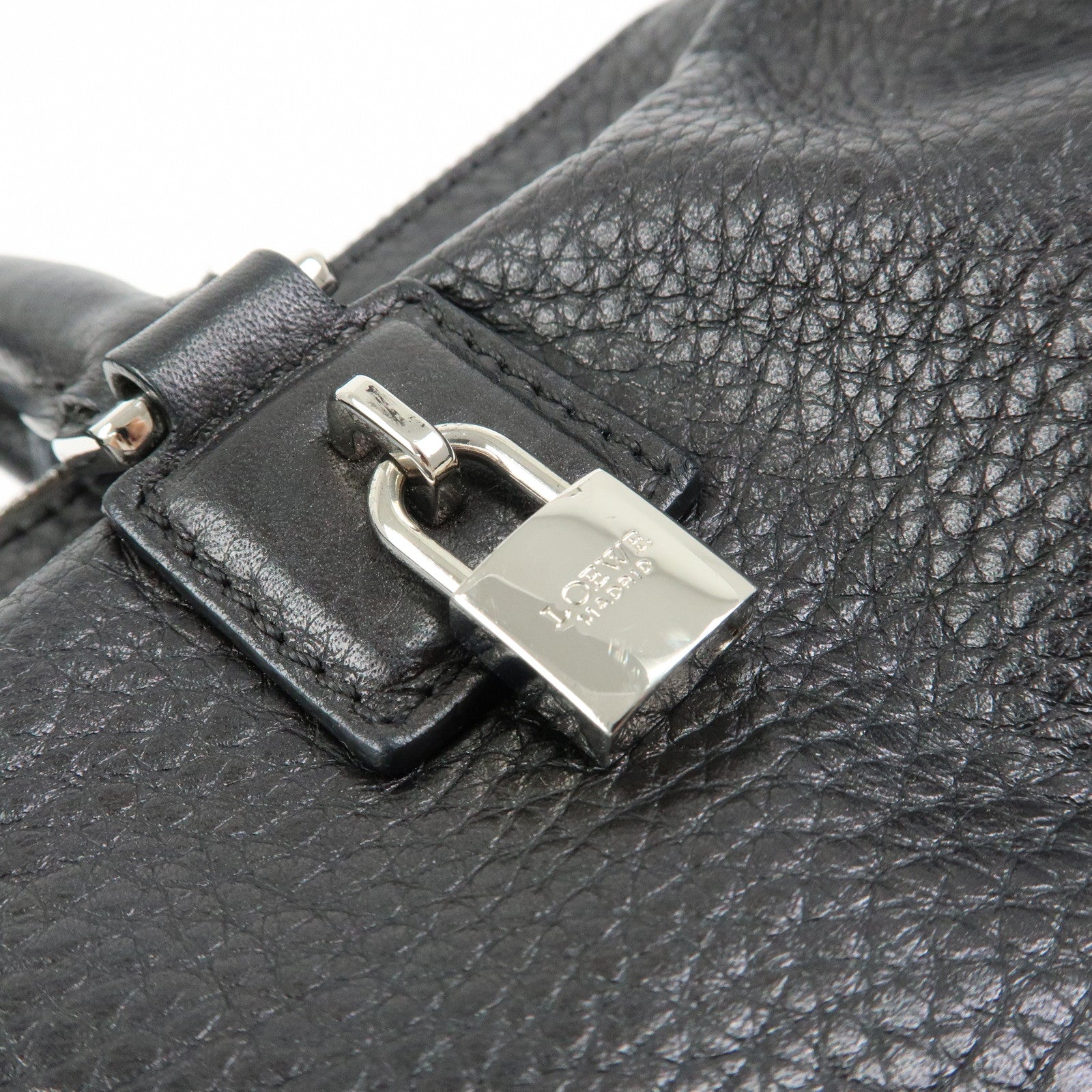 LOEWE Anagram Calf Leather Hand Bag Mini Boston Bag Black