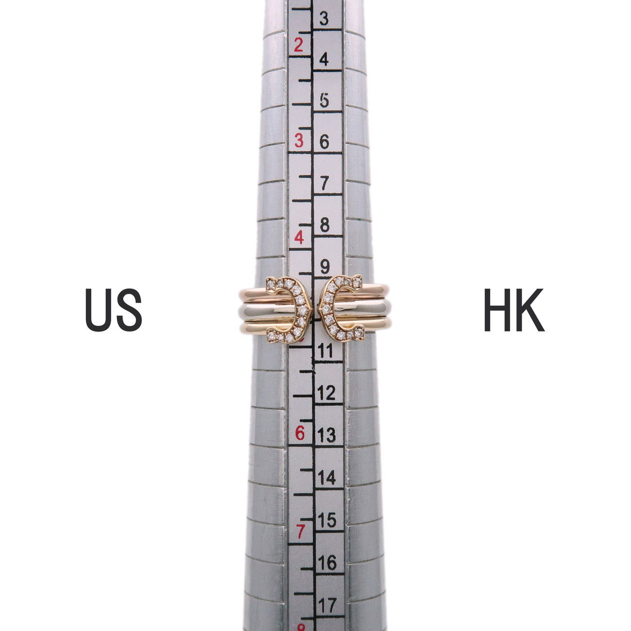 Cartier 2C Diamond Ring SM Three Color 750YG/PG/WG #48 US4.5 EU49