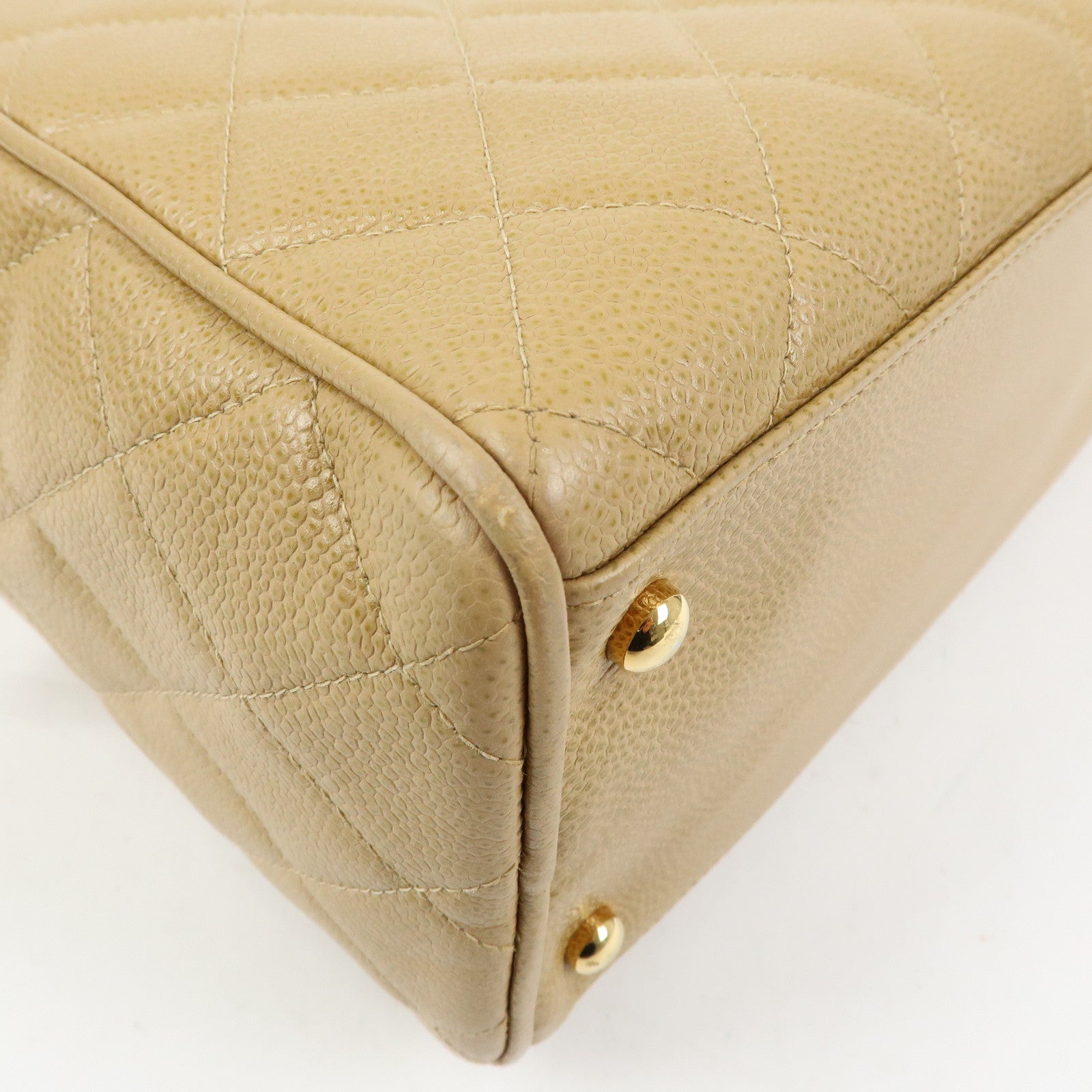 CHANEL COCO Mark Caviarskin Boston Bag Hand Bag Beige