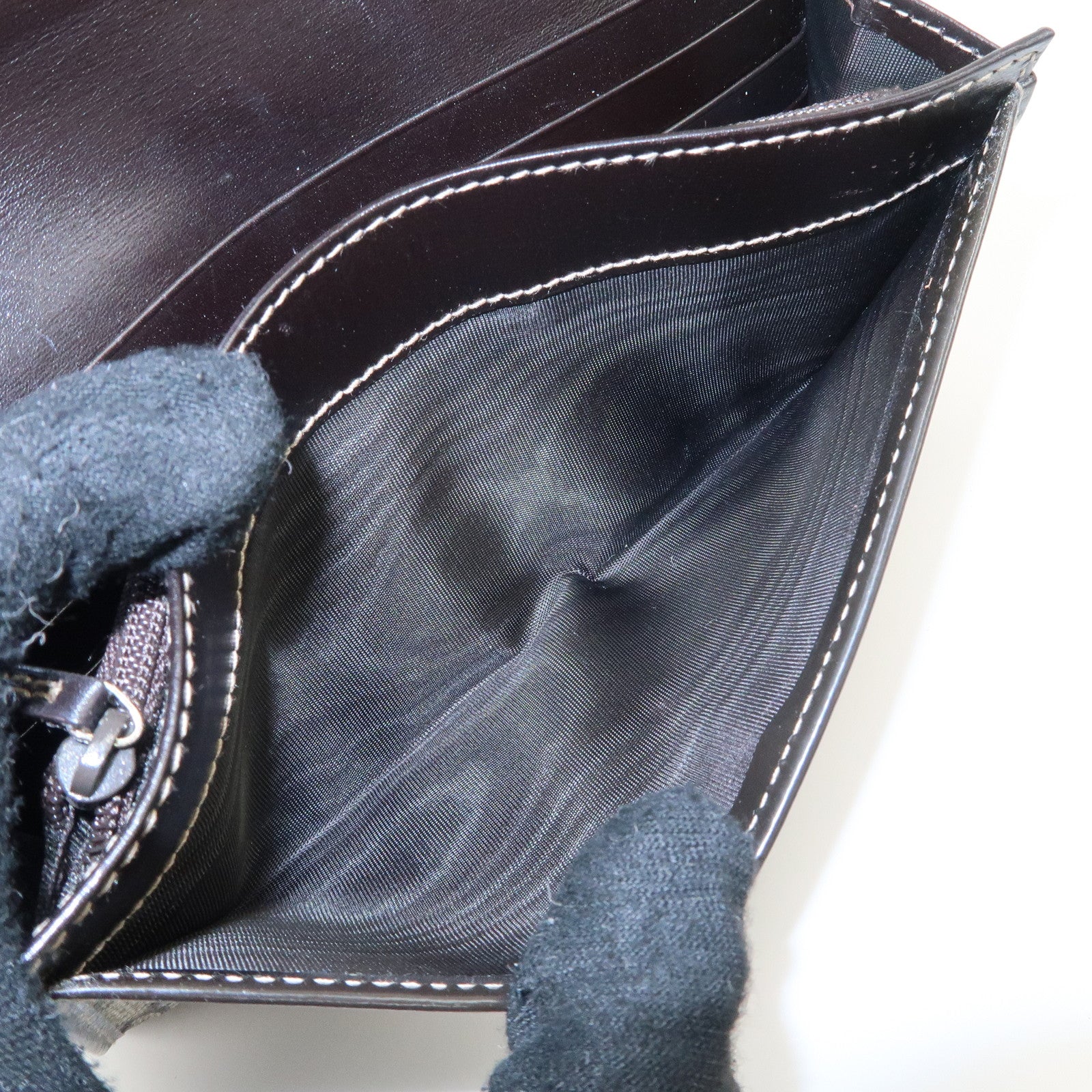 GUCCI GG Supreme Leather Flap Long Wallet Beige Brown 203573 Used