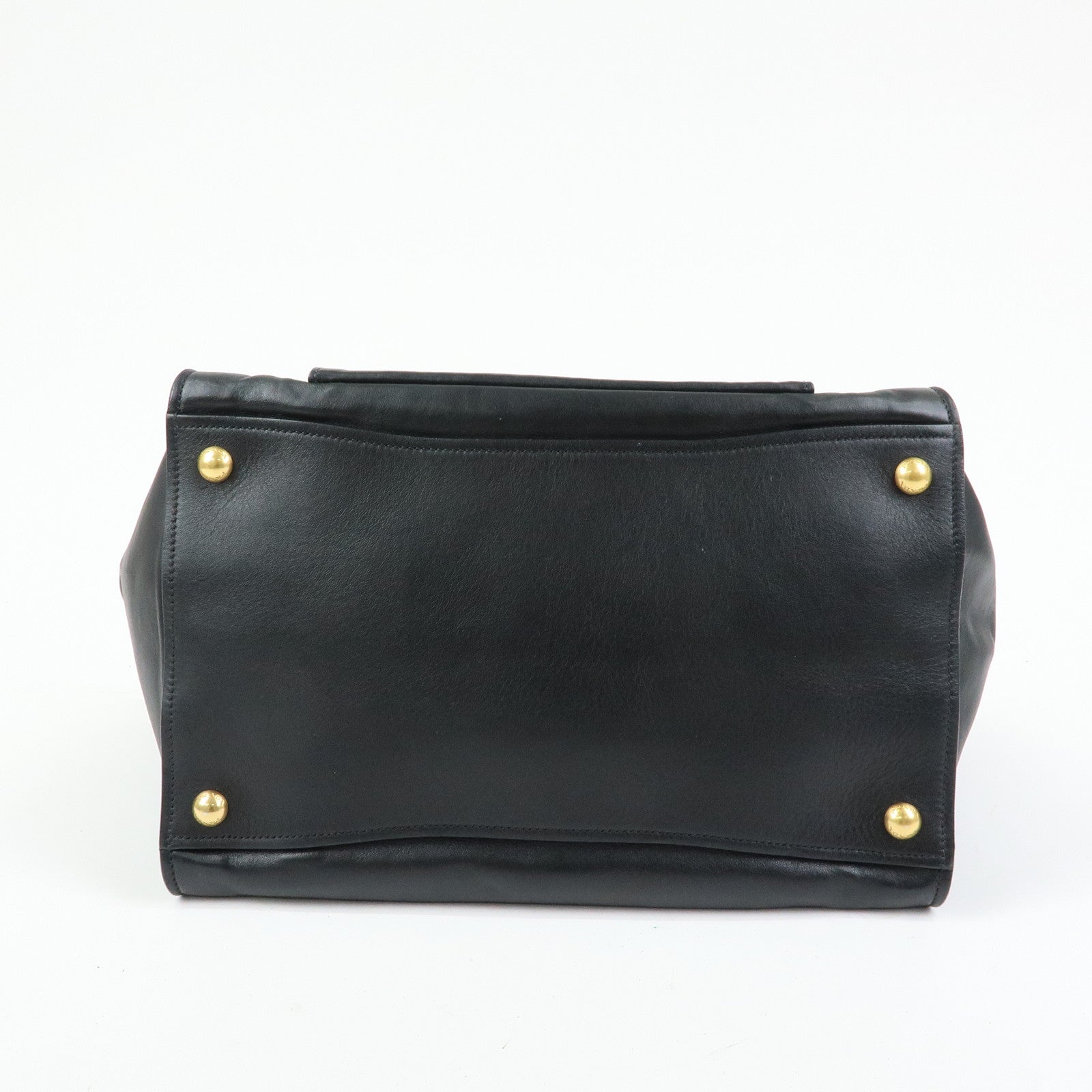 PRADA Triangle Logo Leather 2Way Tote Bag Hand Bag Black BN2626