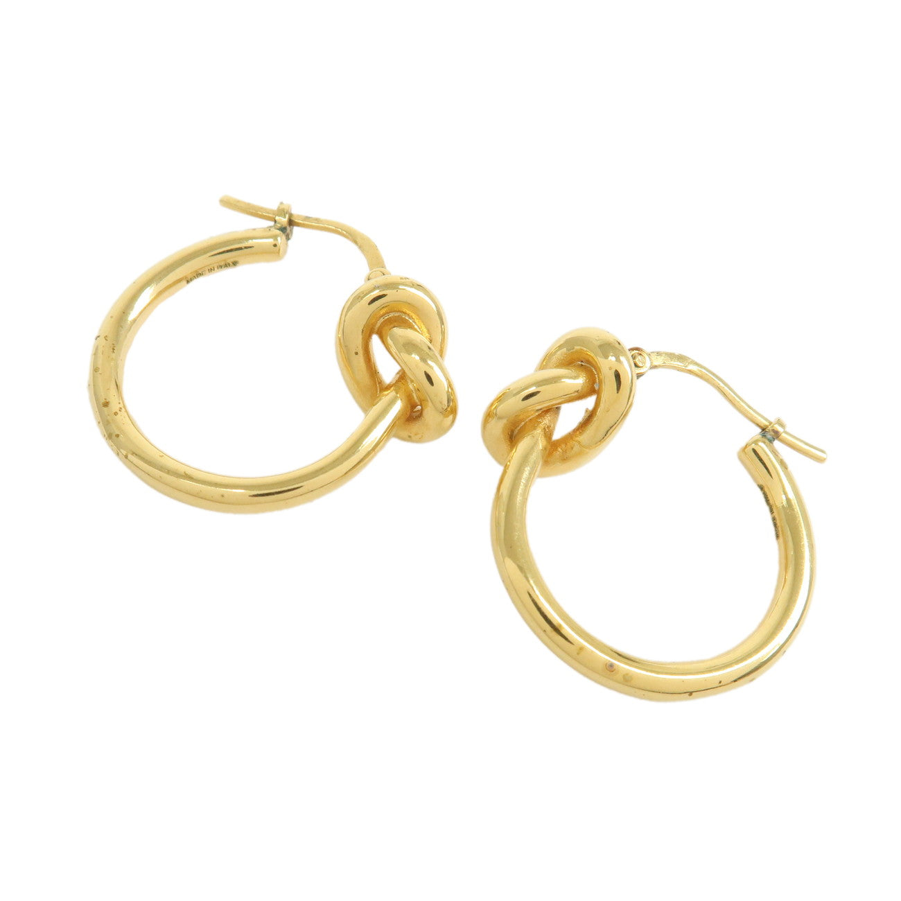 CELINE Logo Knot Small Hoop Earrings Metal Gold