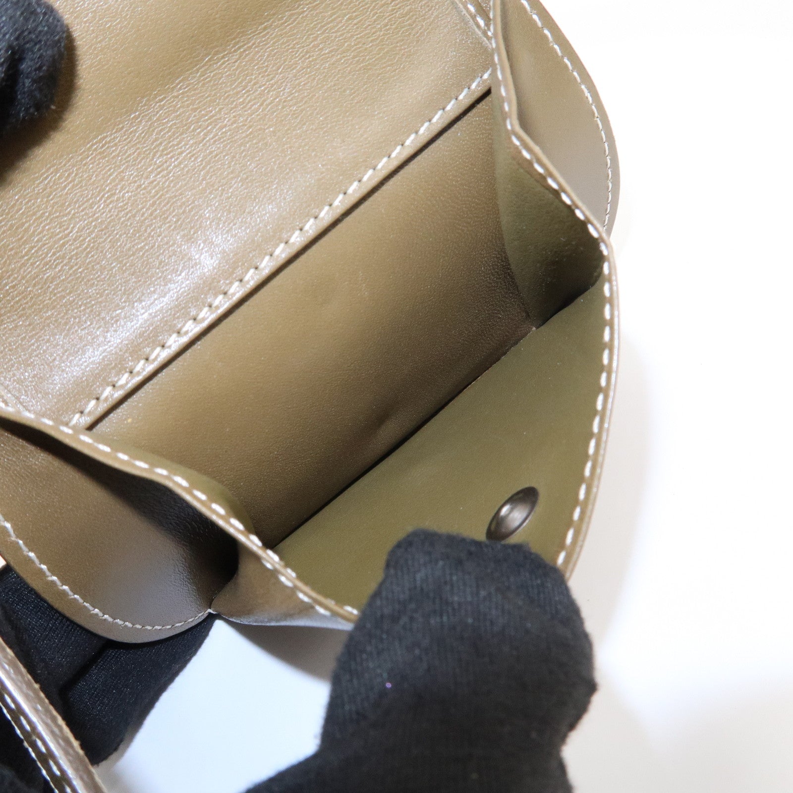 CELINE C Macadam Canvas Leather Shoulder Pouch Khaki