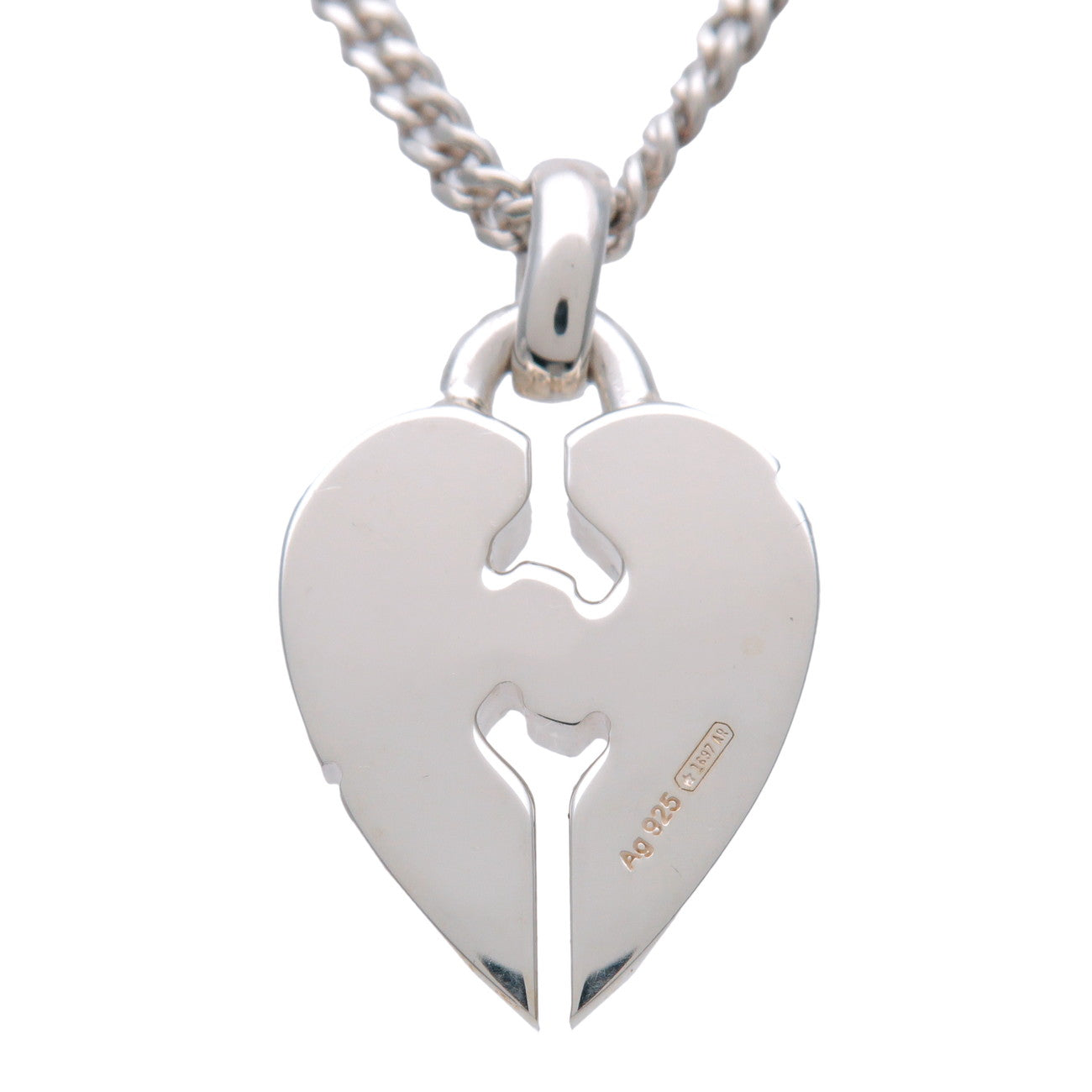 GUCCI Logo Knot Heart Necklace Sv925 Silver 313463