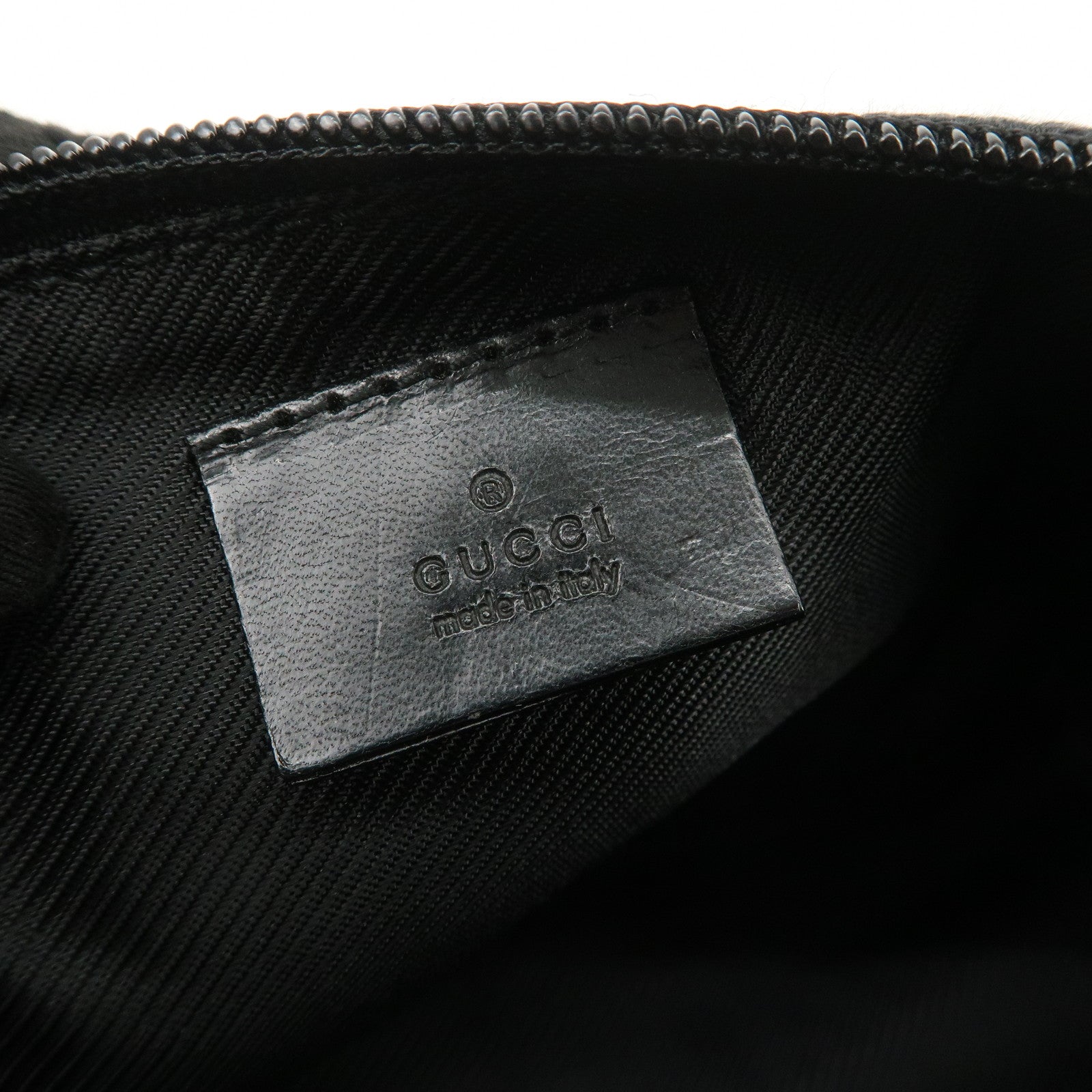 GUCCI Boat Bag GG Canvas Leather Hand Bag Pouch Black 07198