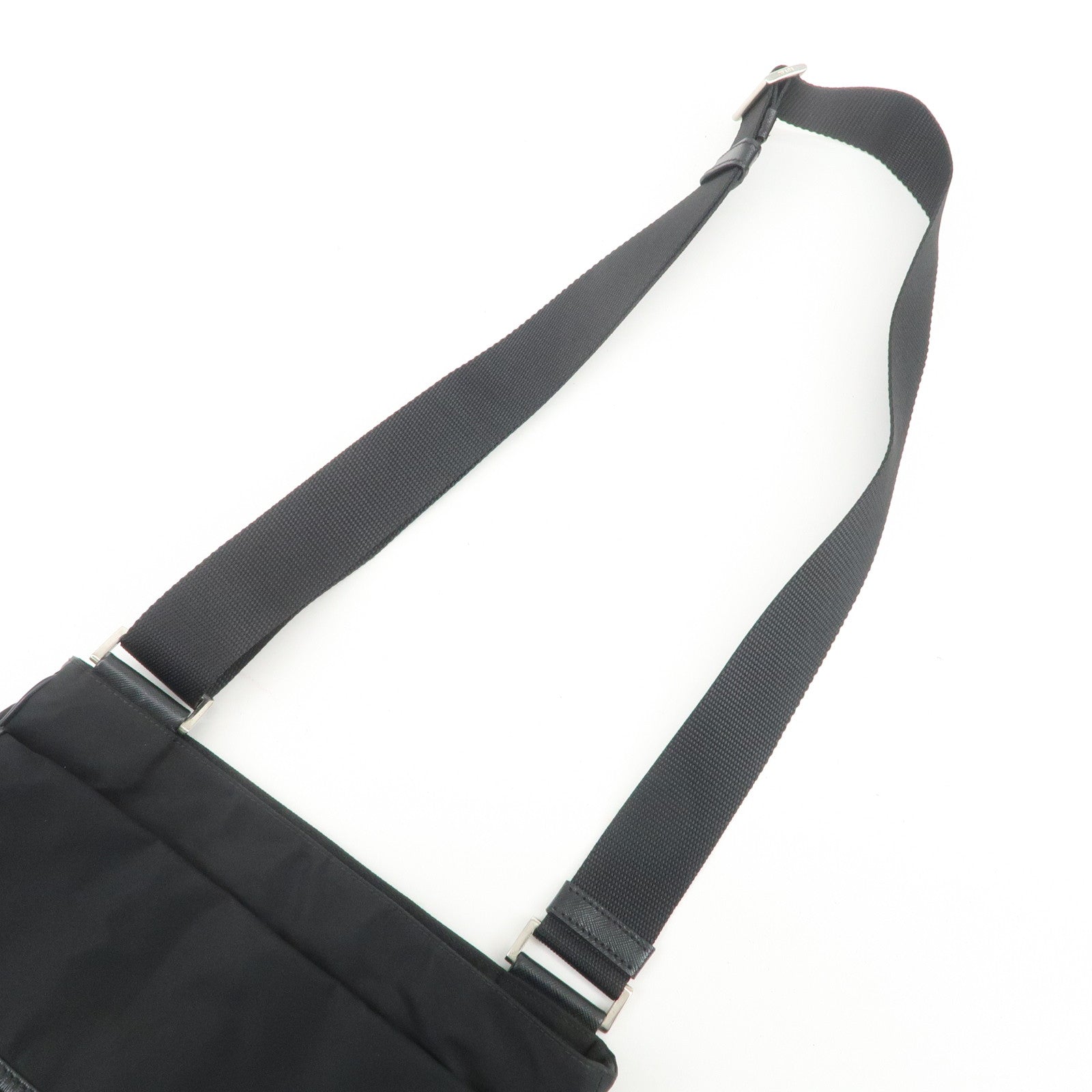 PRADA Nylon Saffiano Leather Shoulder Crossbody Bag Black VA0269