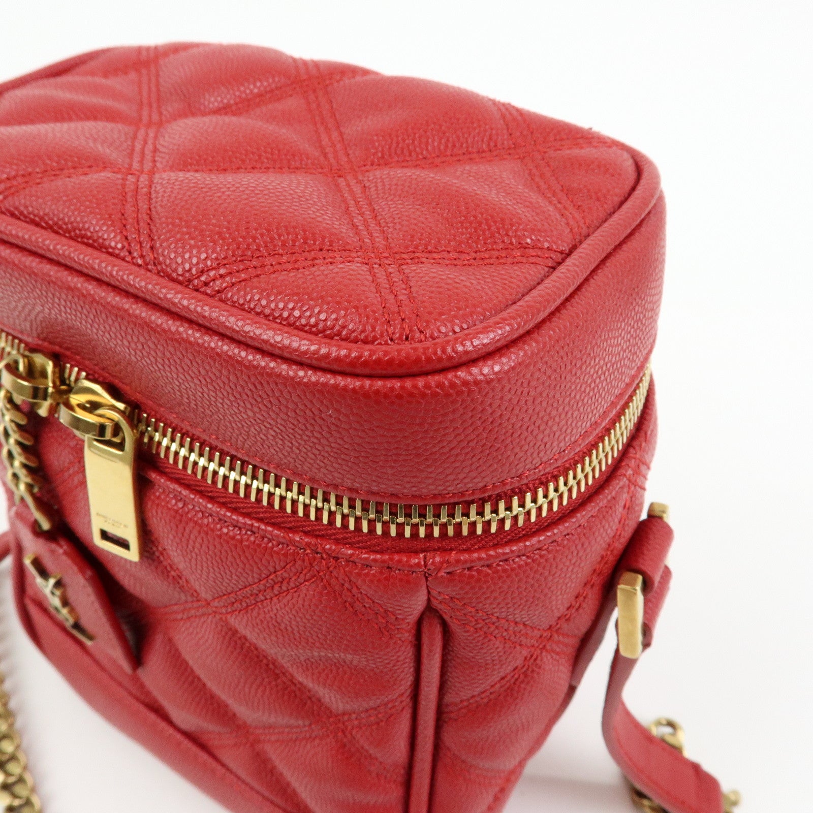 SAINT LAURENT PARIS Cassandra Embossed Leather Vanity Bag 649779