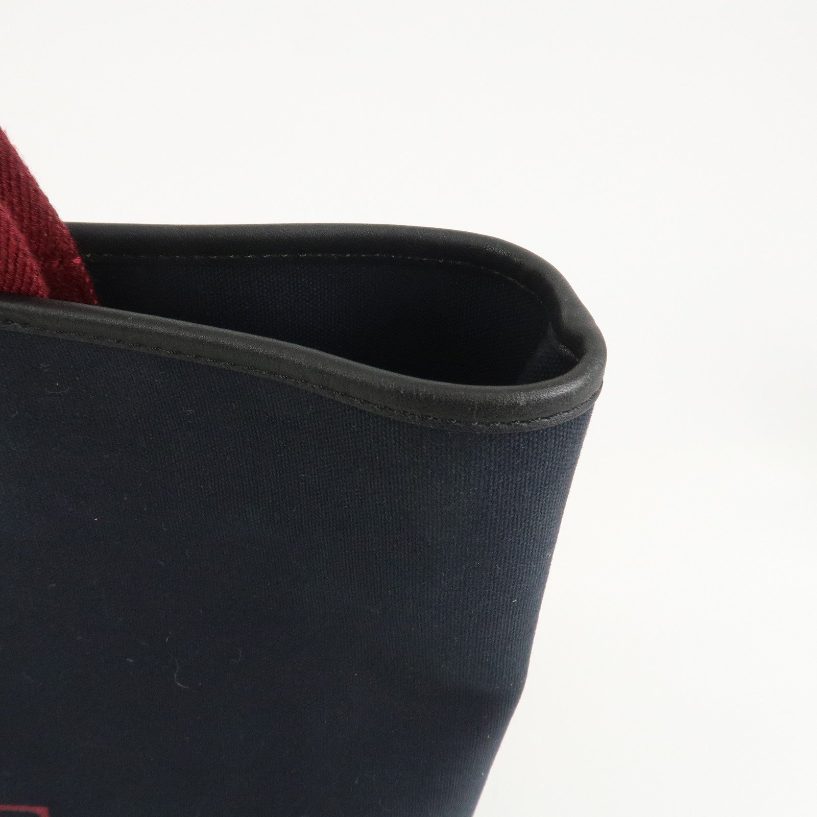 LOEWE Heritage Canvas Leather Tote Bag Hand Bag Black Bordeaux