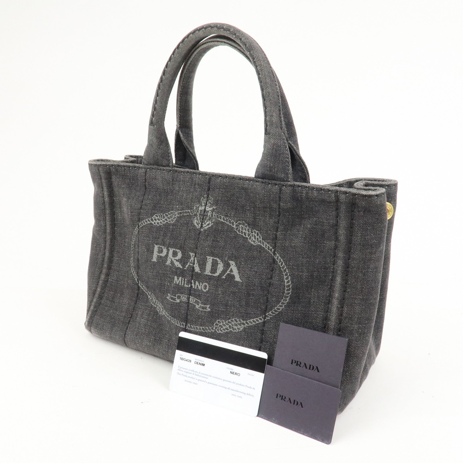 PRADA Logo Canapa Mini Canvas 2Way Bag Hand Bag 1BG439
