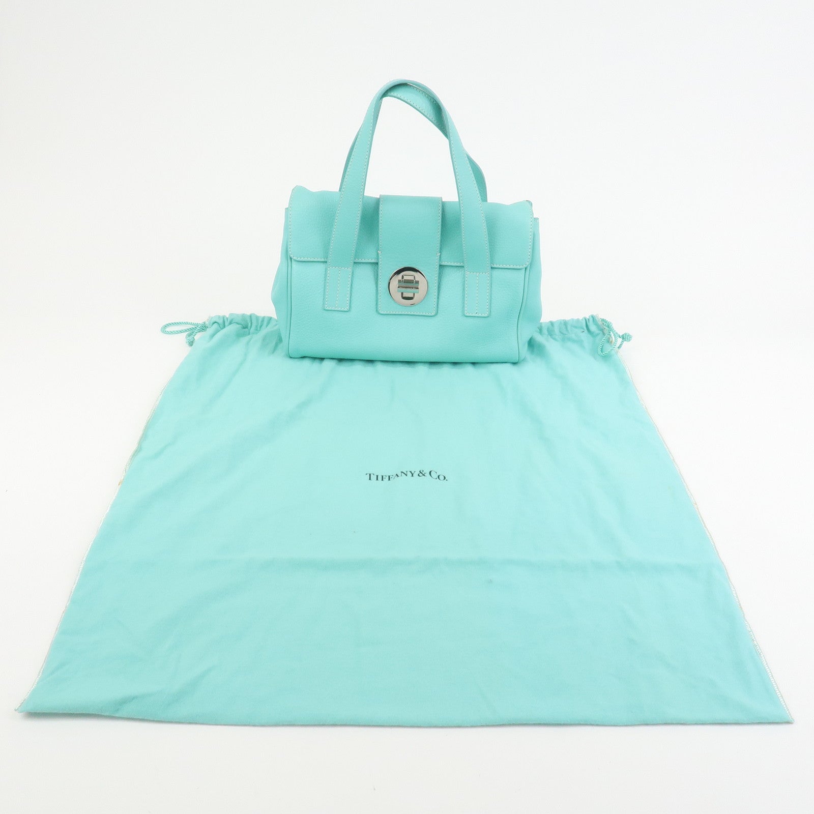 Tiffany & Co Manhattan Leather Hand Bag Tiffany Light Blue