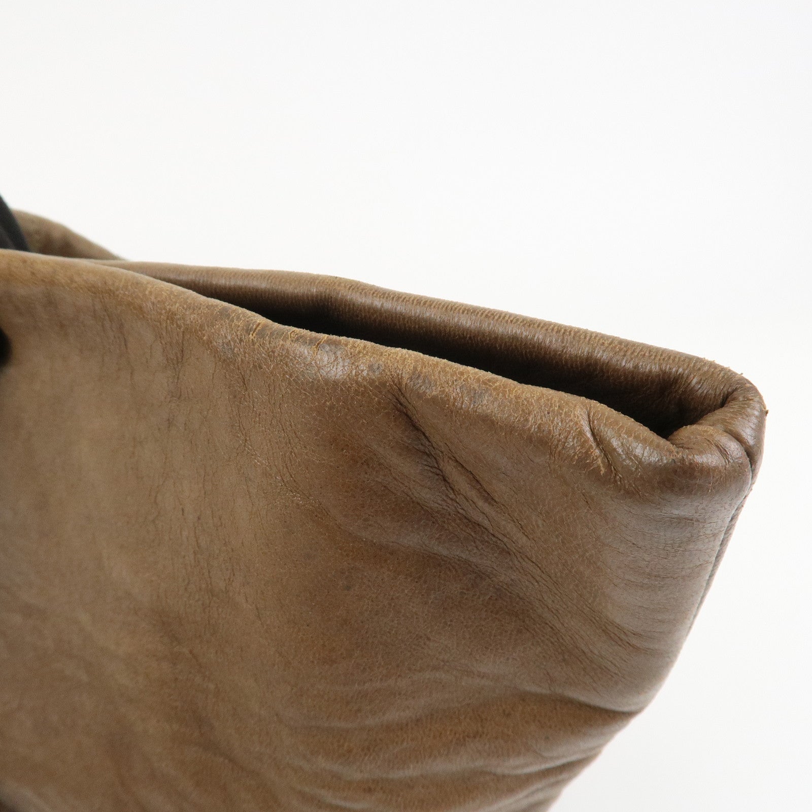CHANEL Matelasse Lamb Skin Tote Bag Hand Bag Khaki