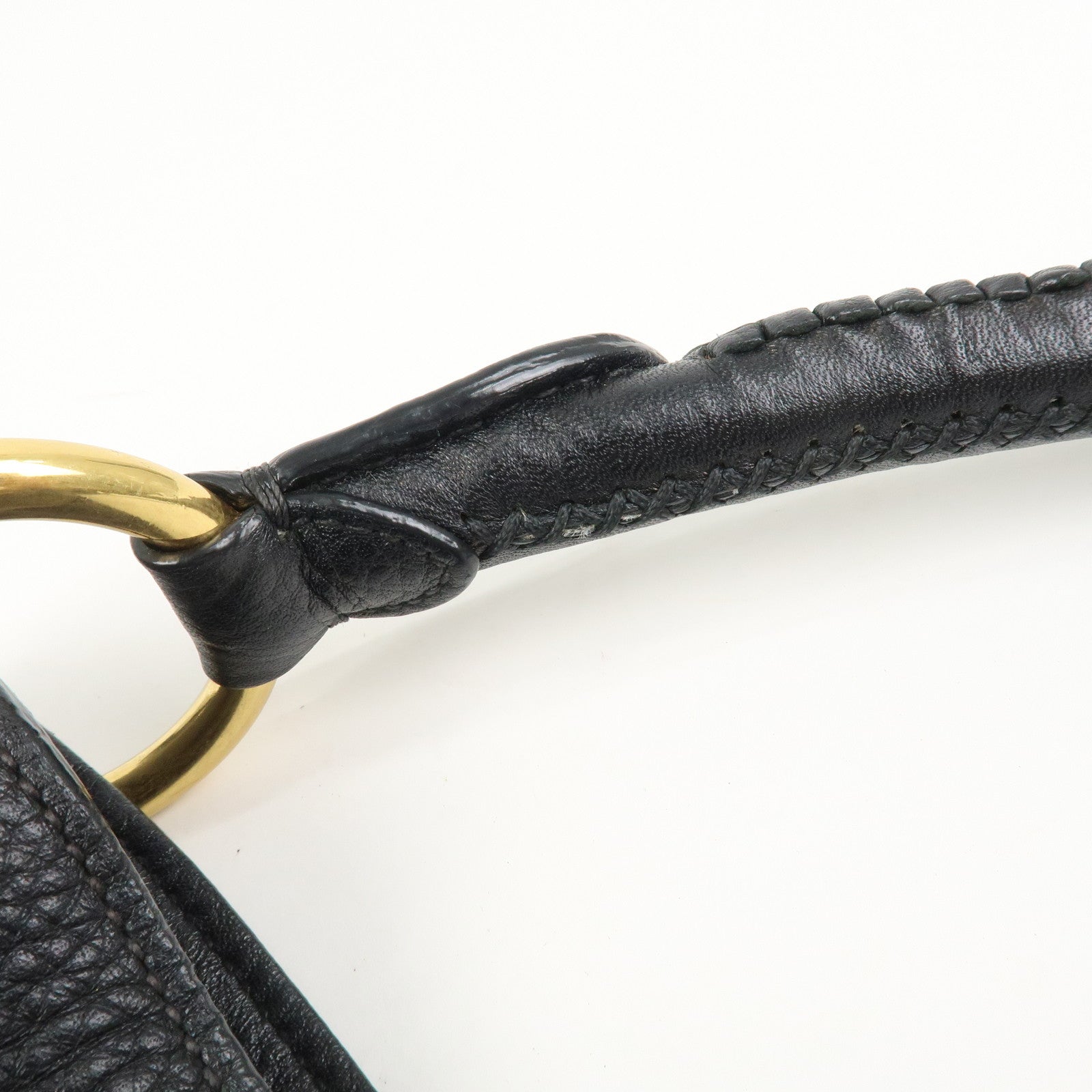 PRADA Logo Leather Shoulder Bag Hand Bag Black