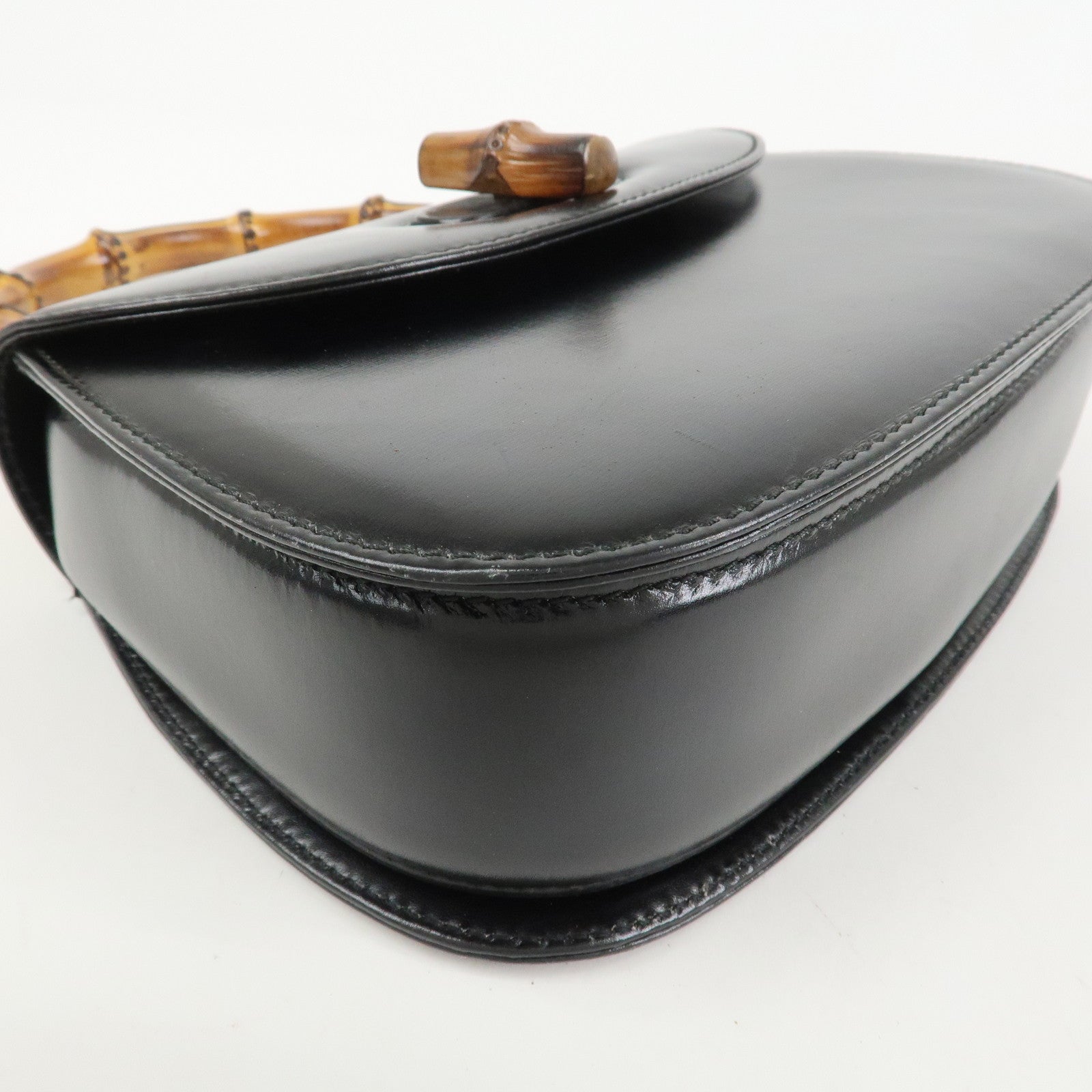 GUCCI Bamboo Leather 2WAY Bag Hand Bag Black 000 2046