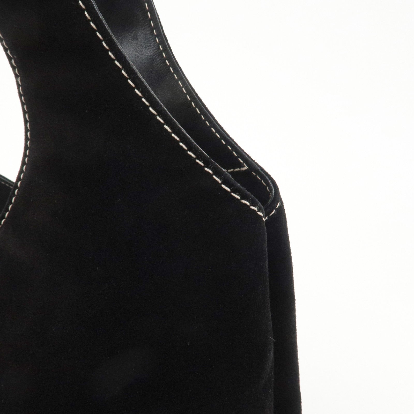 Ferragamo Suede Shoulder Bag Hand Bag Black White
