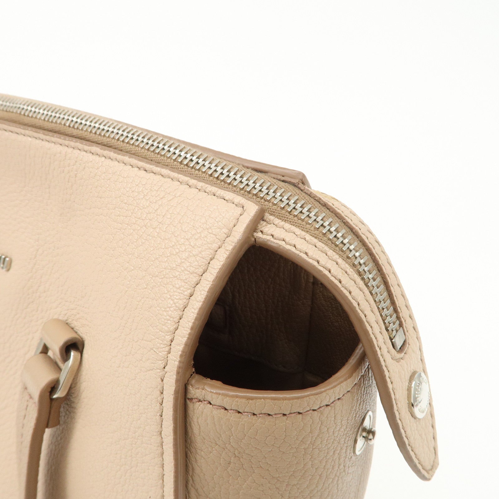 MIU MIU Leather 2Way Hand Bag Beige Pink Beige 5BB006