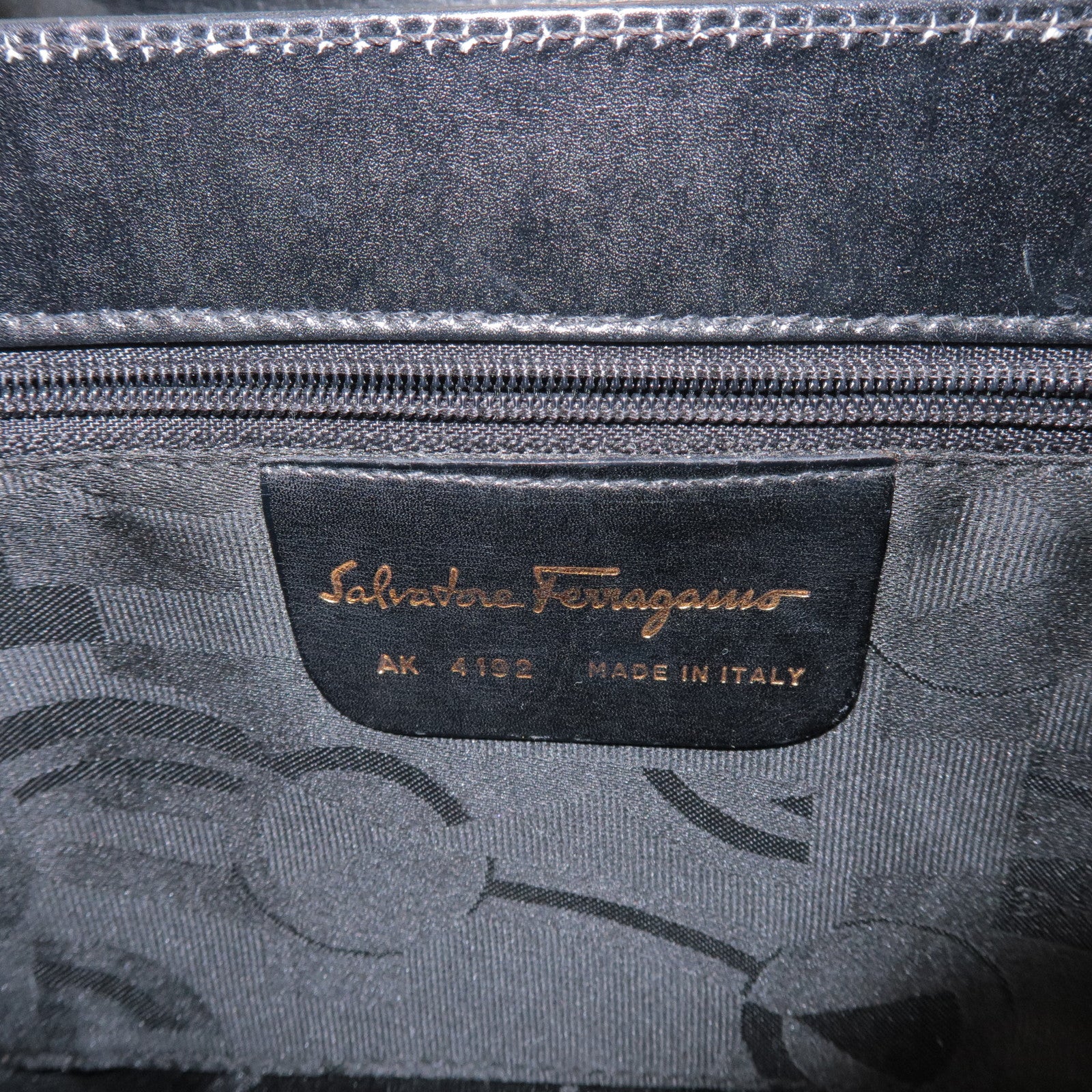 Ferragamo Gancini Calf Leather 2Way Bag Hand Shoulder Bag Black