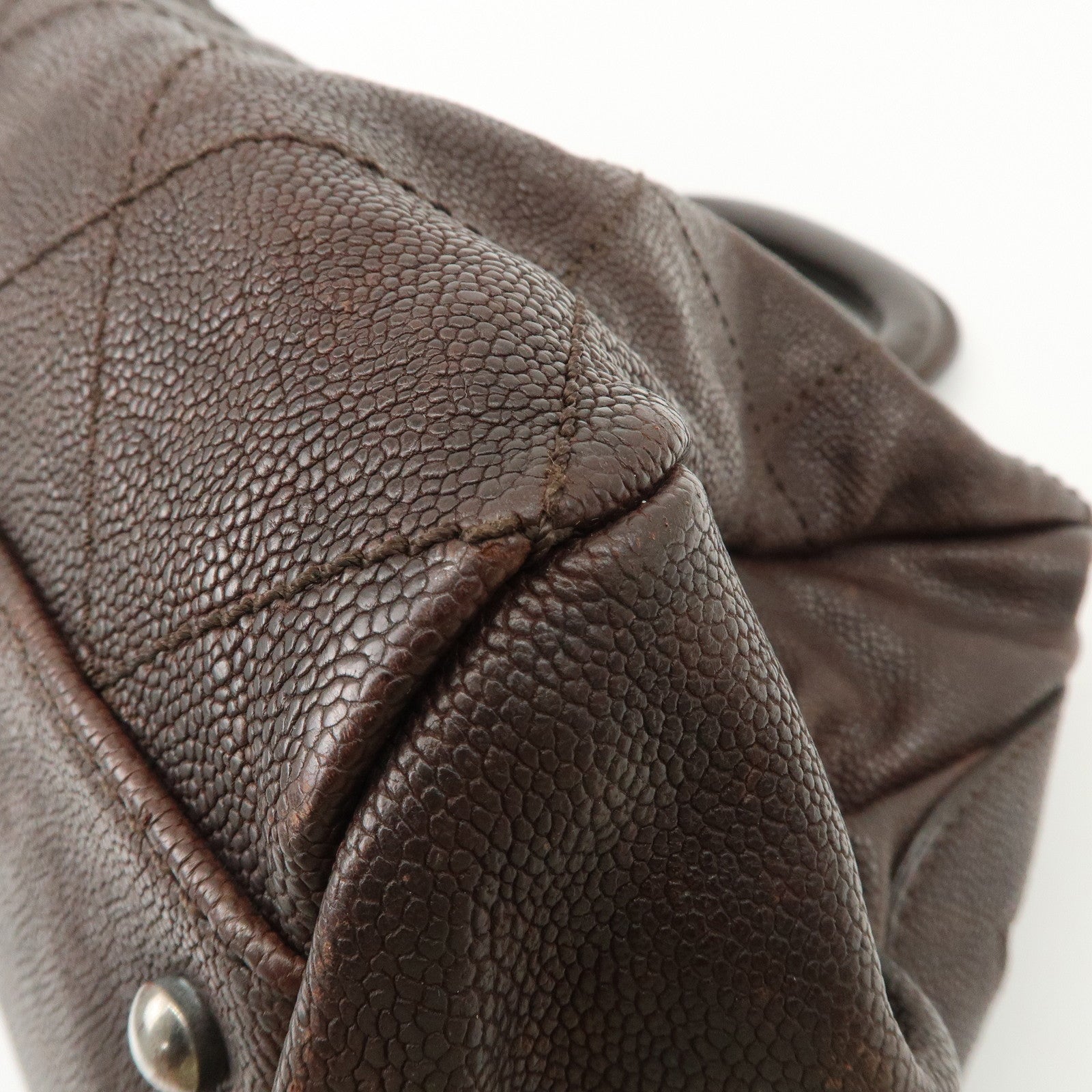 CHANEL COCO Mark Matelasse Caviar Skin Boston Bag Brown Gold HDW Used