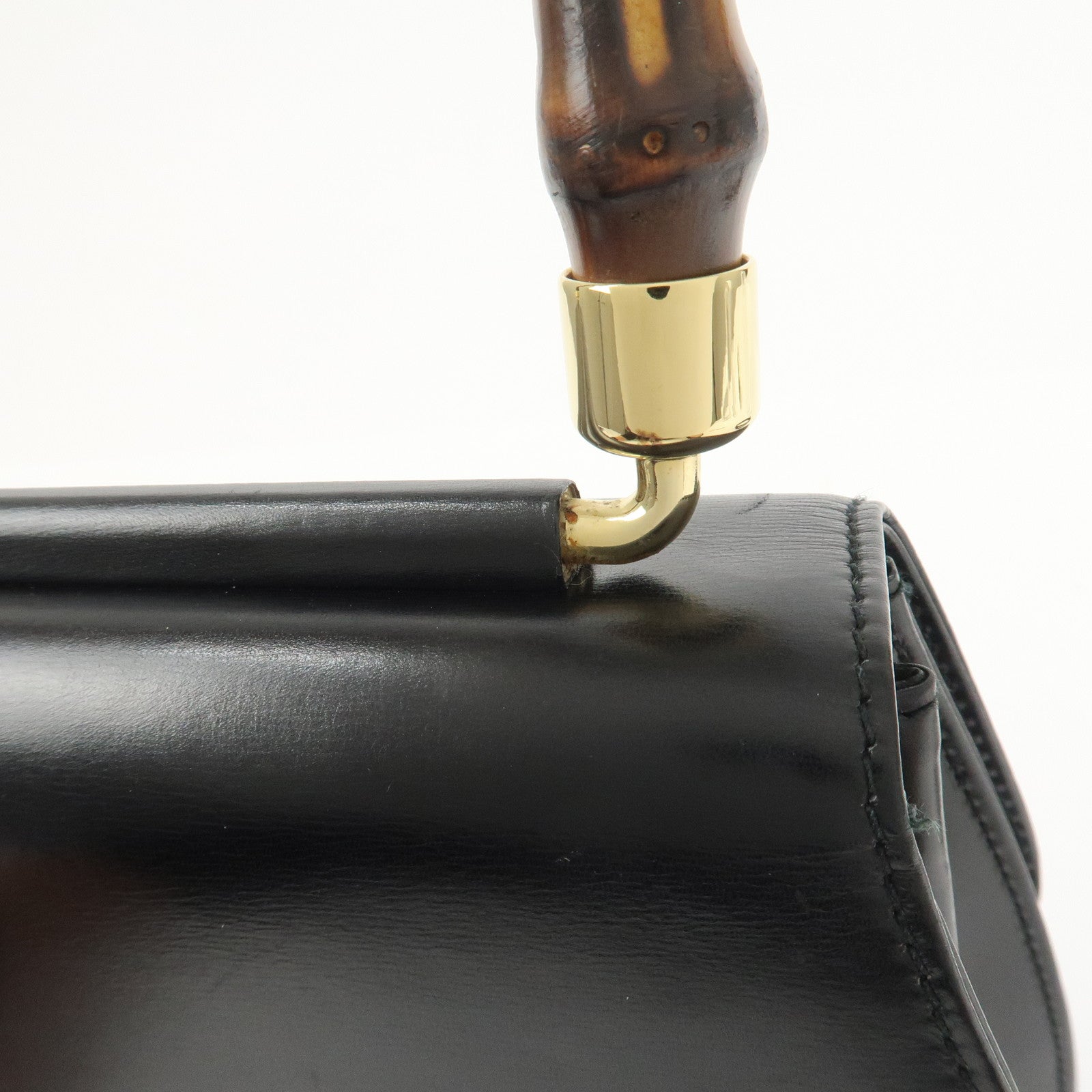 GUCCI Bamboo Leather 2Way Bag Hand Bag Shoulder Bag 000・46・0266