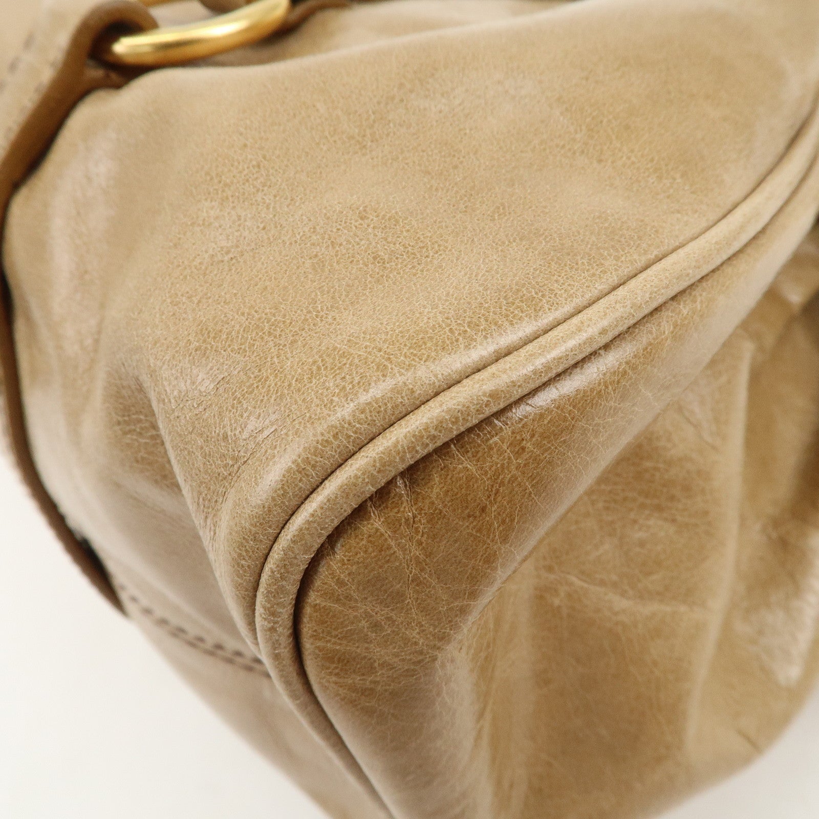 MIU MIU Leather Ribbon 2Way Bag Hand Bag Shoulder Bag Beige RT0365