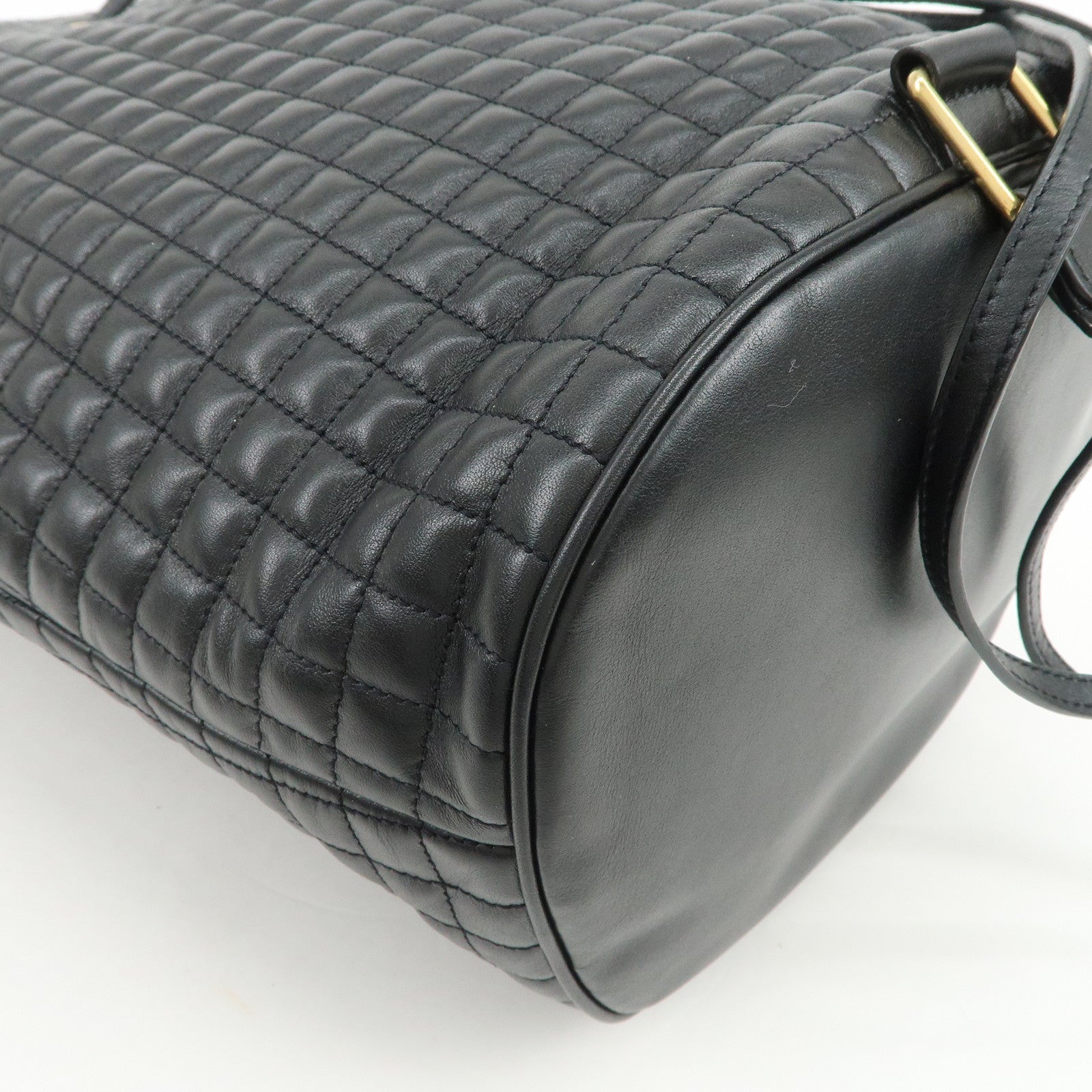 CELINE Logo Leather Backpack Rucksuck Shoulder Bag Black