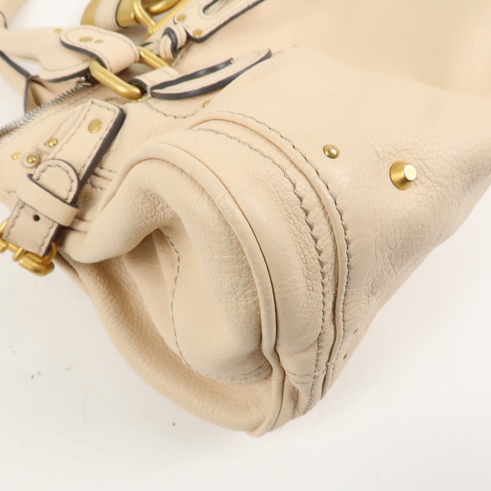 Chloe Paddington Leather Medium Shoulder Bag Hand Bag Beige