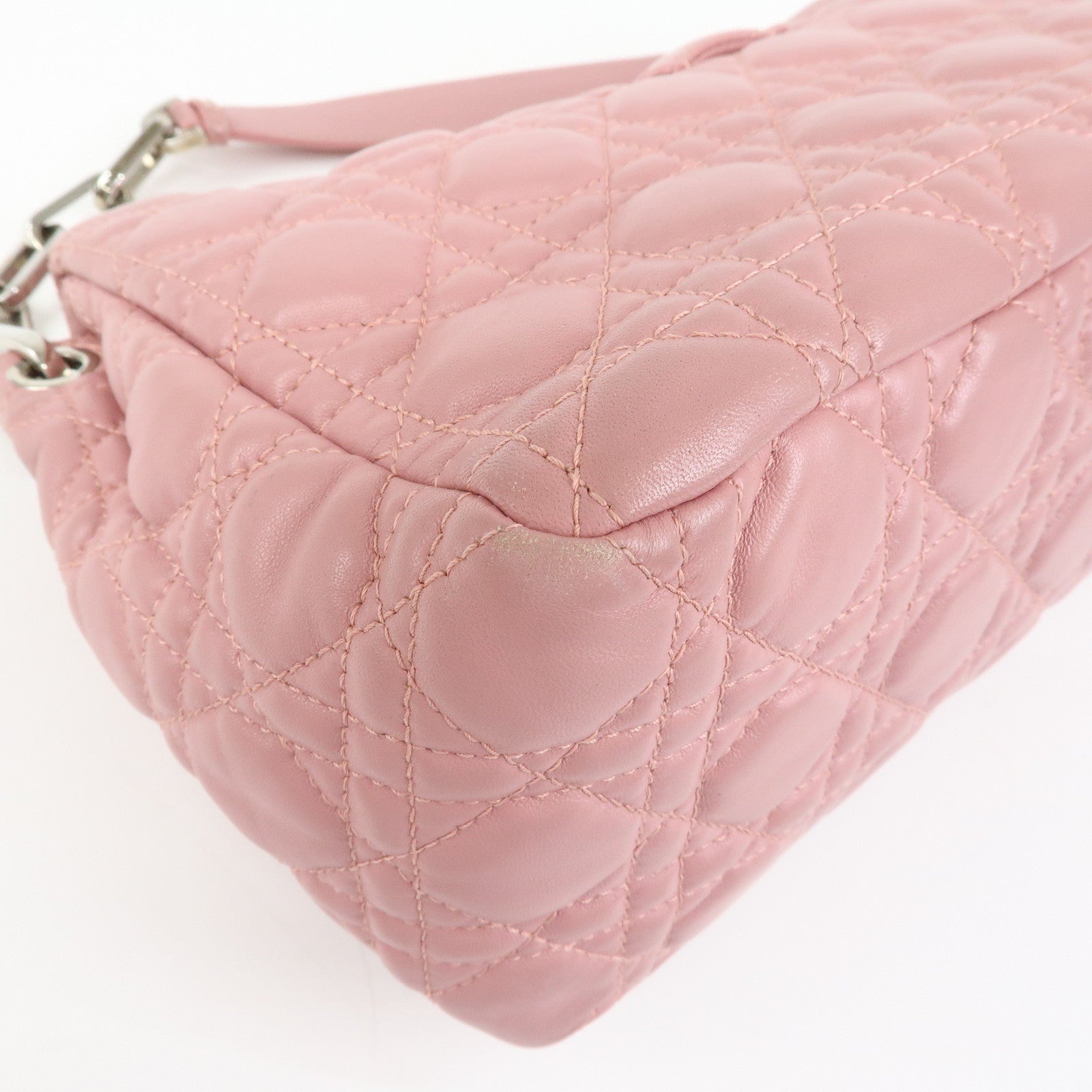 Christian Dior Canage New Lock Lamb Skin Shoulder Bag Hand Bag Pink