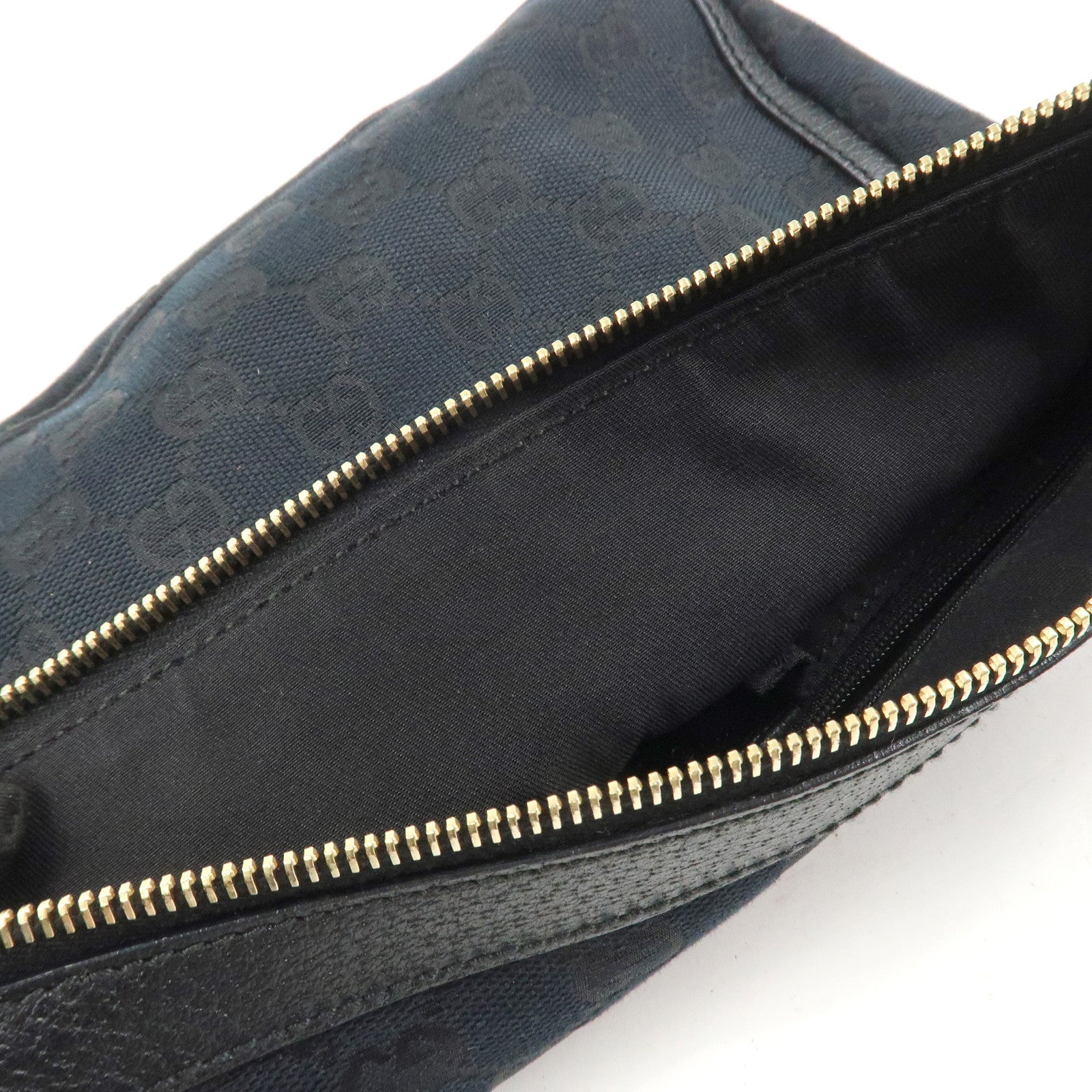 GUCCI GG Canvas Leather Shoulder Bag Hand Bag Black 146244