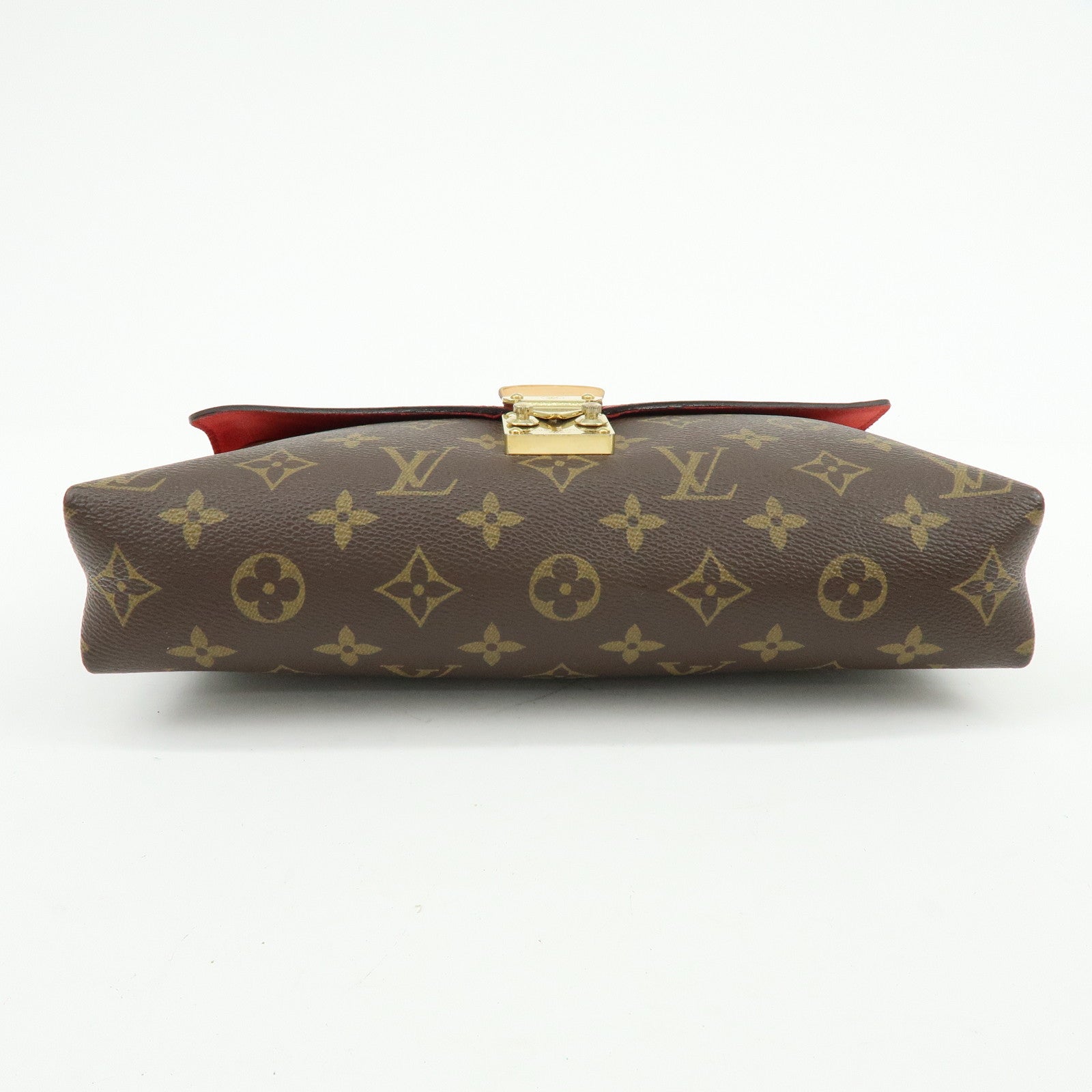 Louis Vuitton Monogram Pallas Chain Hand Bag Brown Red M41201