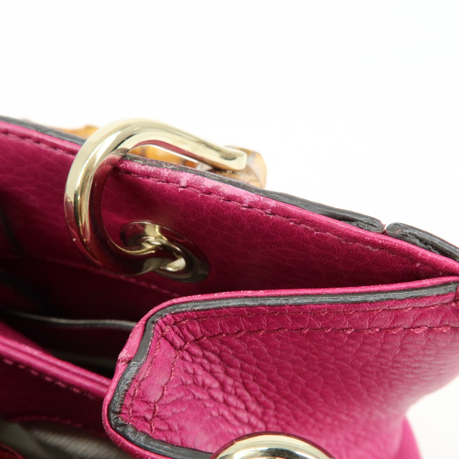 GUCCI Bamboo Leather 2Way Bag Hand Bag Shoulder Bag Pink 336032