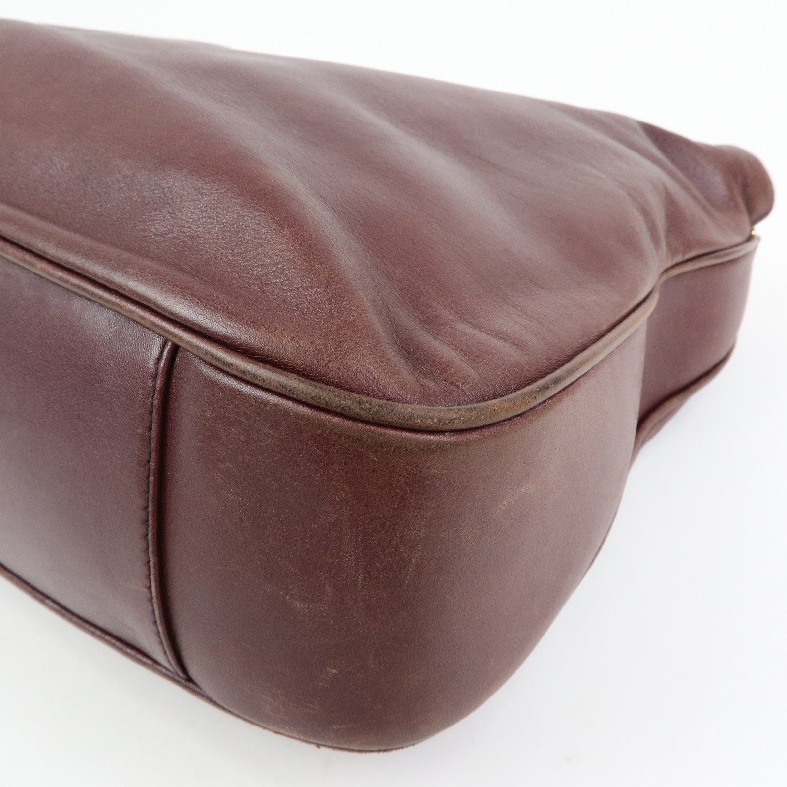 GUCCI Bamboo Leather 2Way Bag Hand Shoulder Bag Bordeaux 001・1577