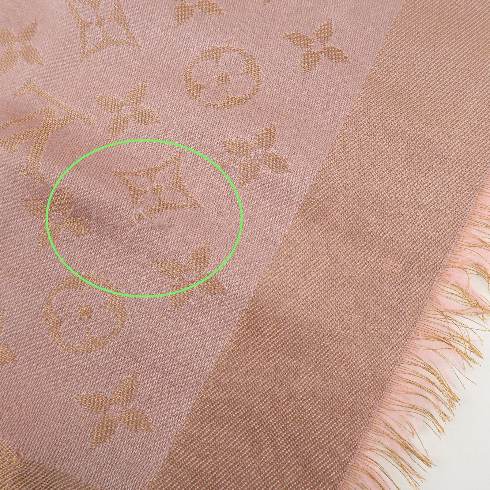 Louis Vuitton Monogram Shine Silk Wool Scarf Shawl Pink M75700