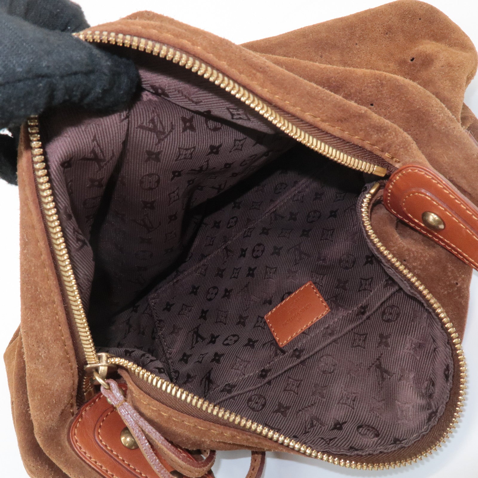 Louis Vuitton Monogram Suede Onata GM Shoulder Bag Cacao M95120 Used