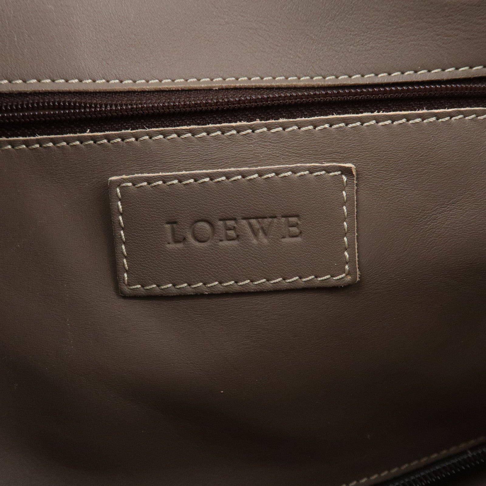 LOEWE Anagram Leather Shopper Tote Bag Shoulder Bag Brown