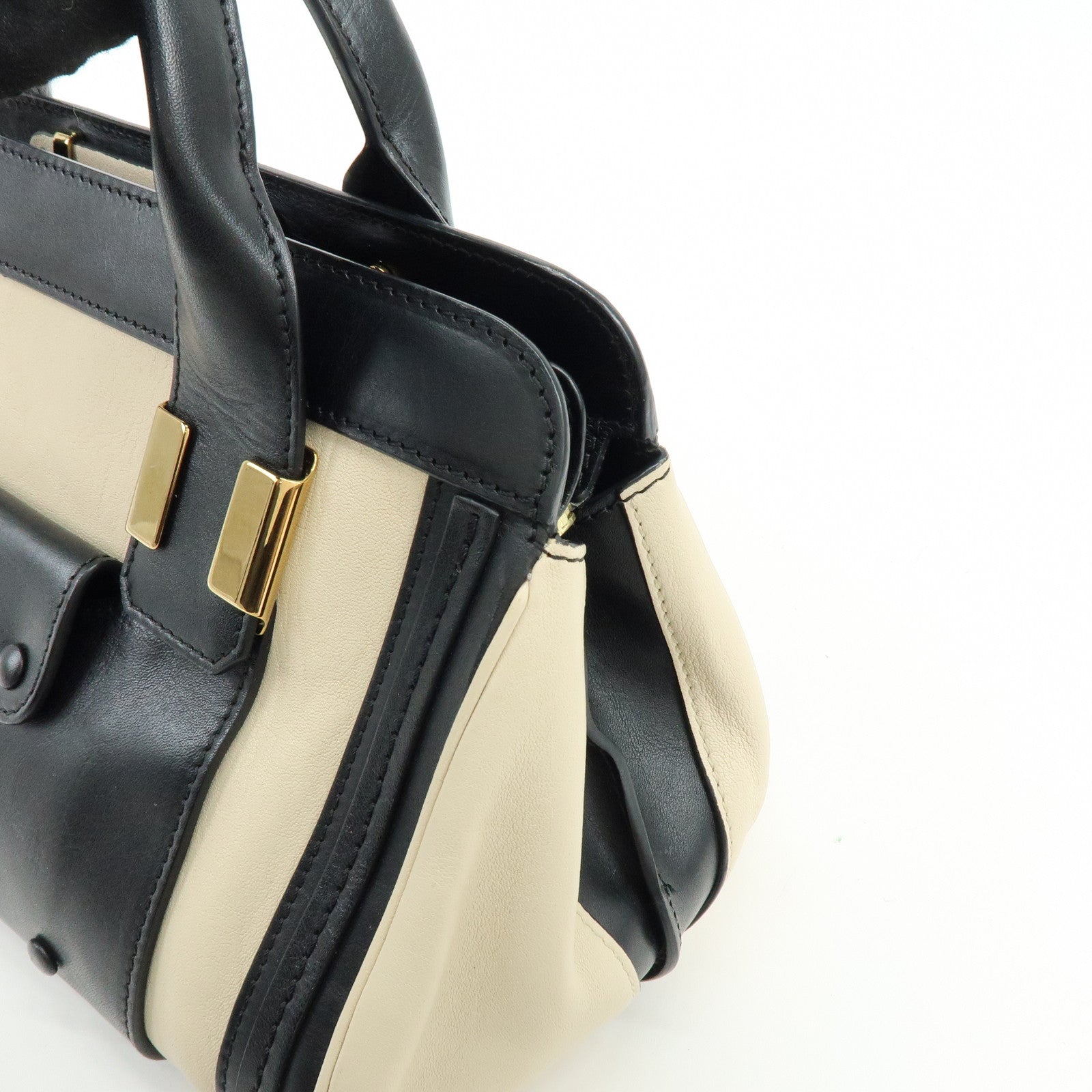 Chloe Leather Alice Mini Bag 2Way Bag Shoulder Hand Bag Black Ivory