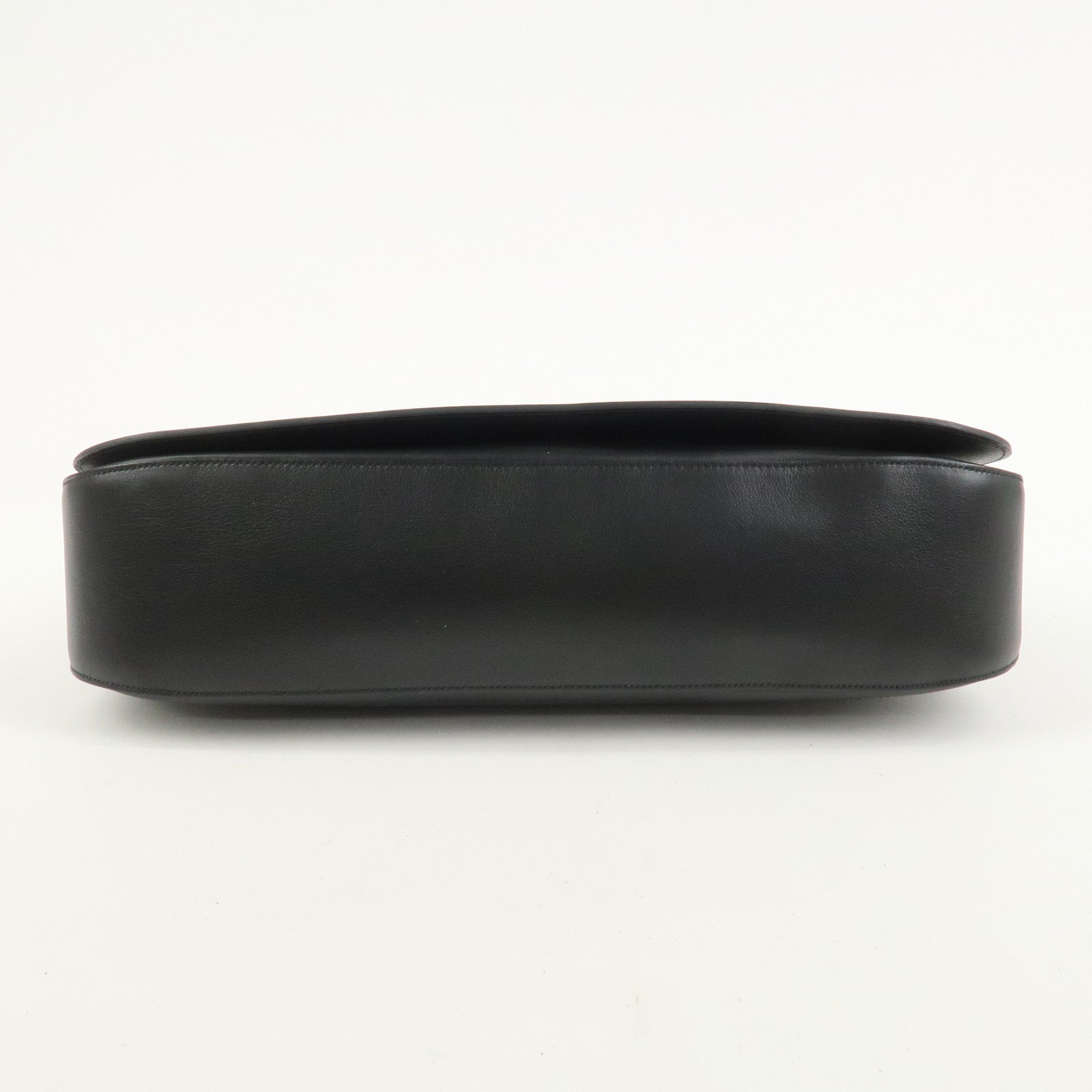 Ferragamo Gancini Logo Leather Shoulder Bag Hand Bag Black