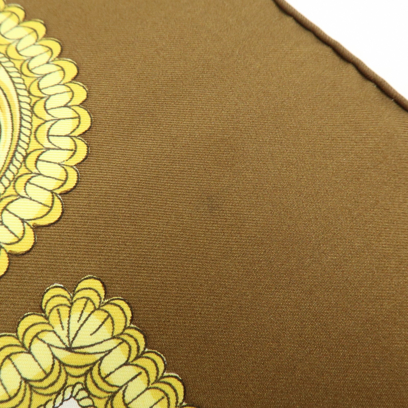 HERMES Carre 90 Silk 100% Scarf SELLES A HOUSSE Gold Brown