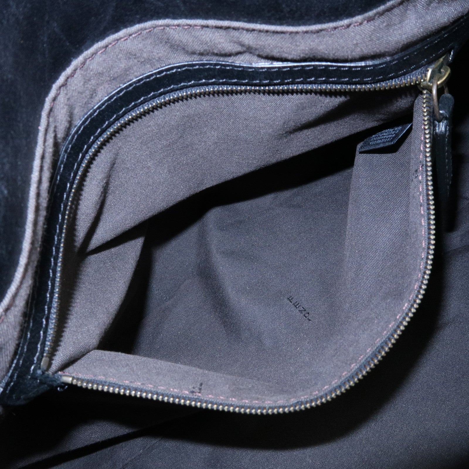 FENDI Zucca Suede Leather Gathered Shoulder Bag Black 8BH186